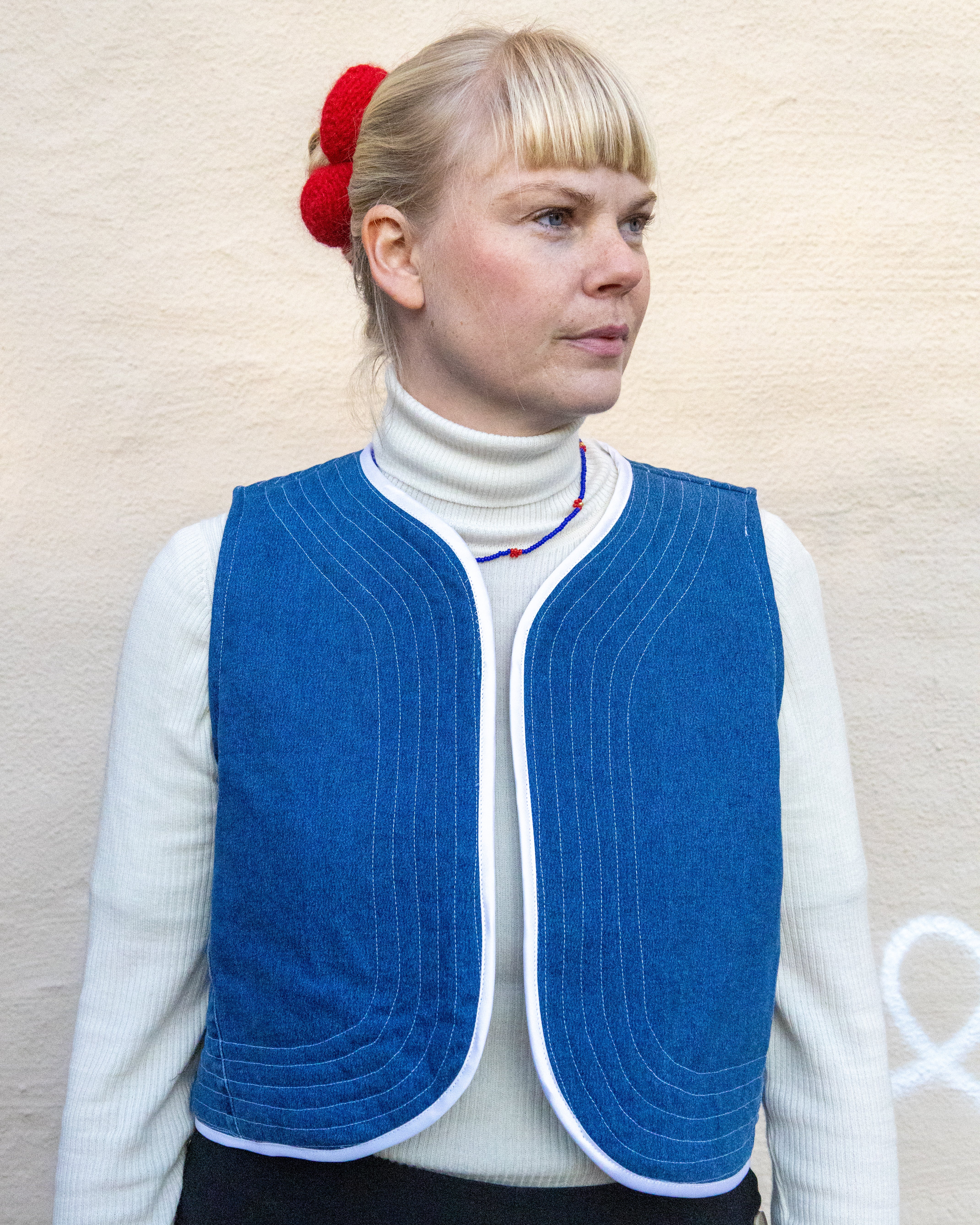 Gråspurv Broderet Vest