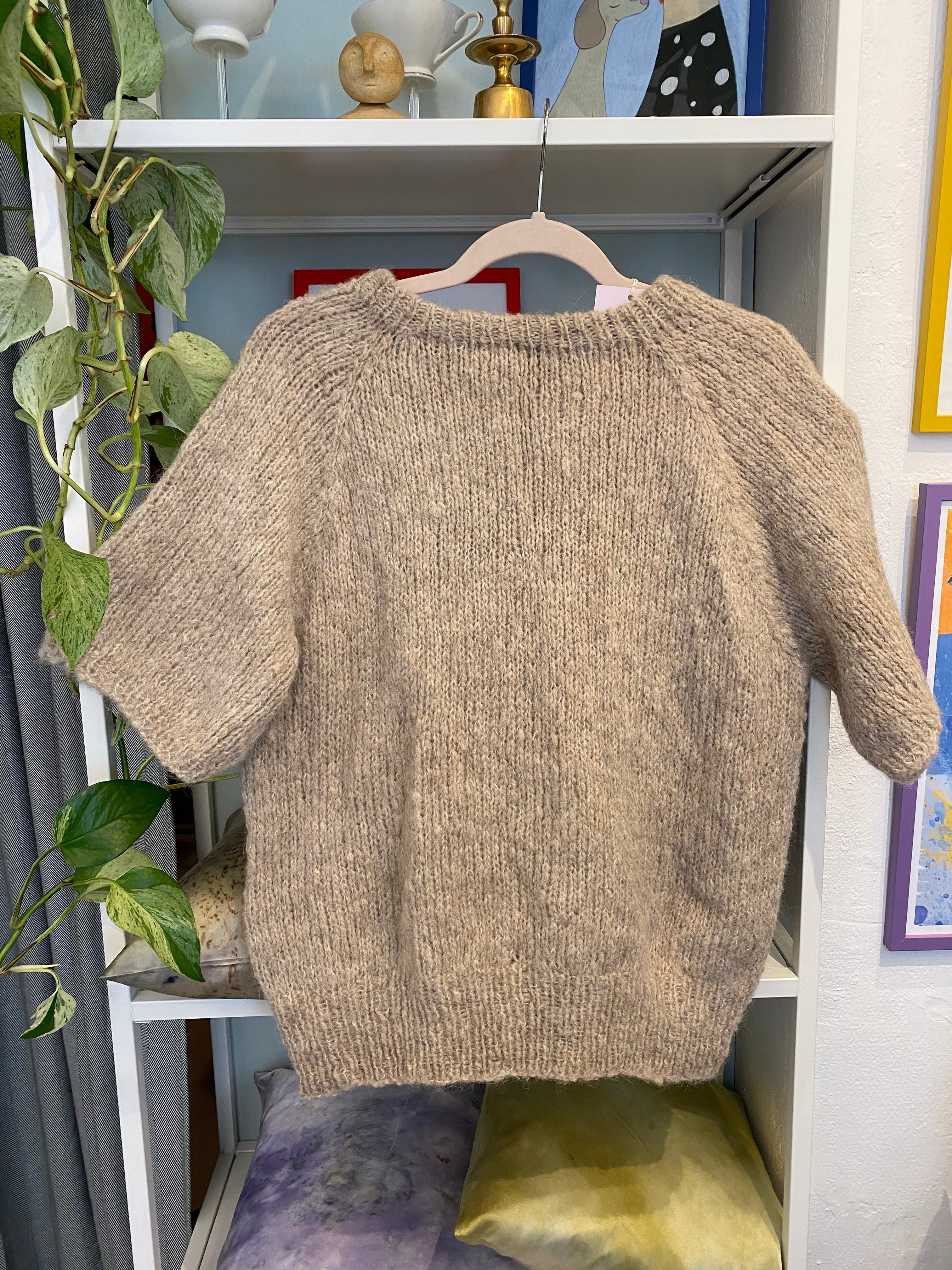 Kortærmet strik, beige