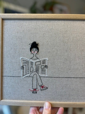 A4 framed Embroidery - Good news