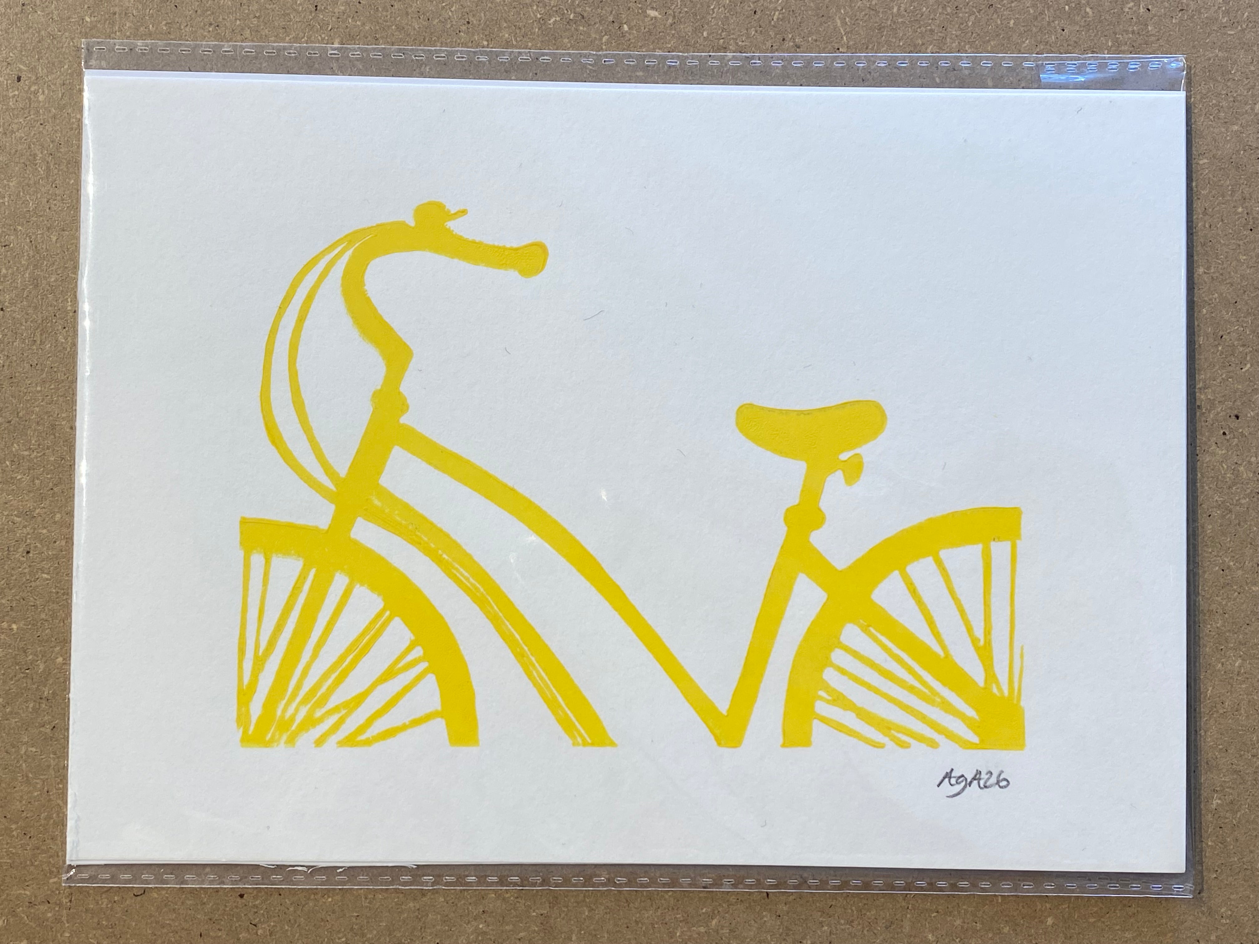 Cykel print, gul A5