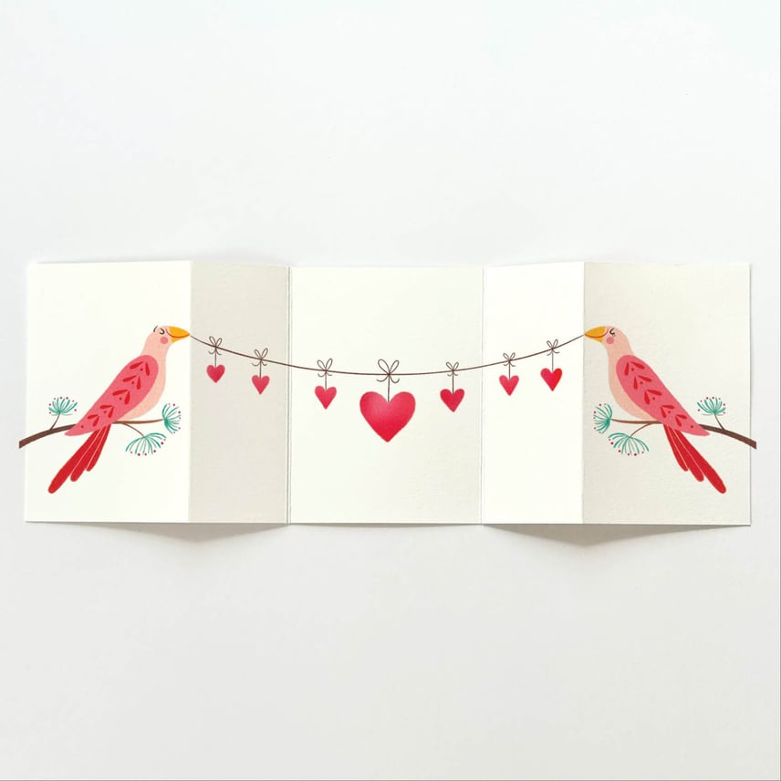 Kunstnerkort A6, Fugle harmonikakort