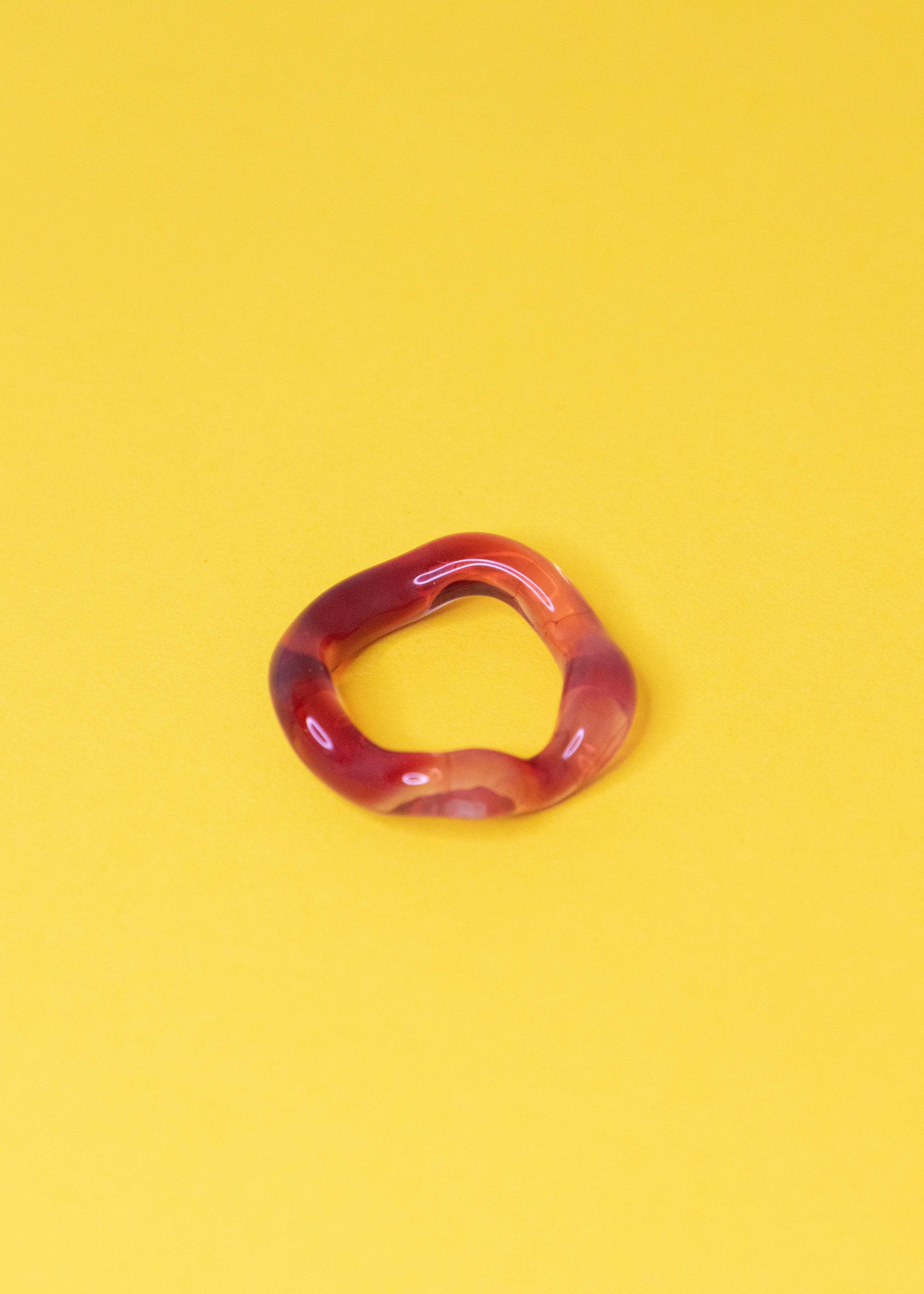 Glas ring - Wave - Rød