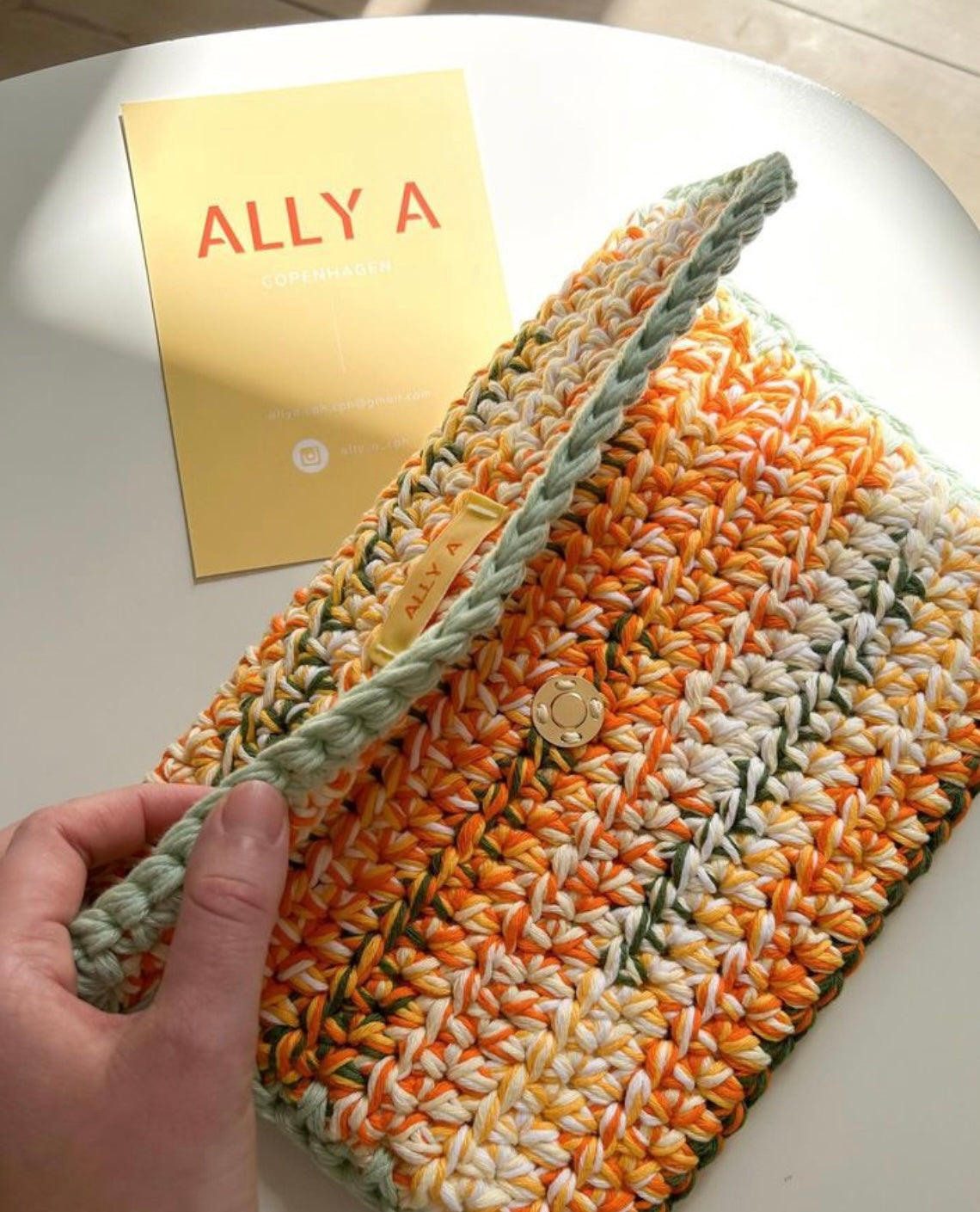 Crochet Clutch, Orange/Green