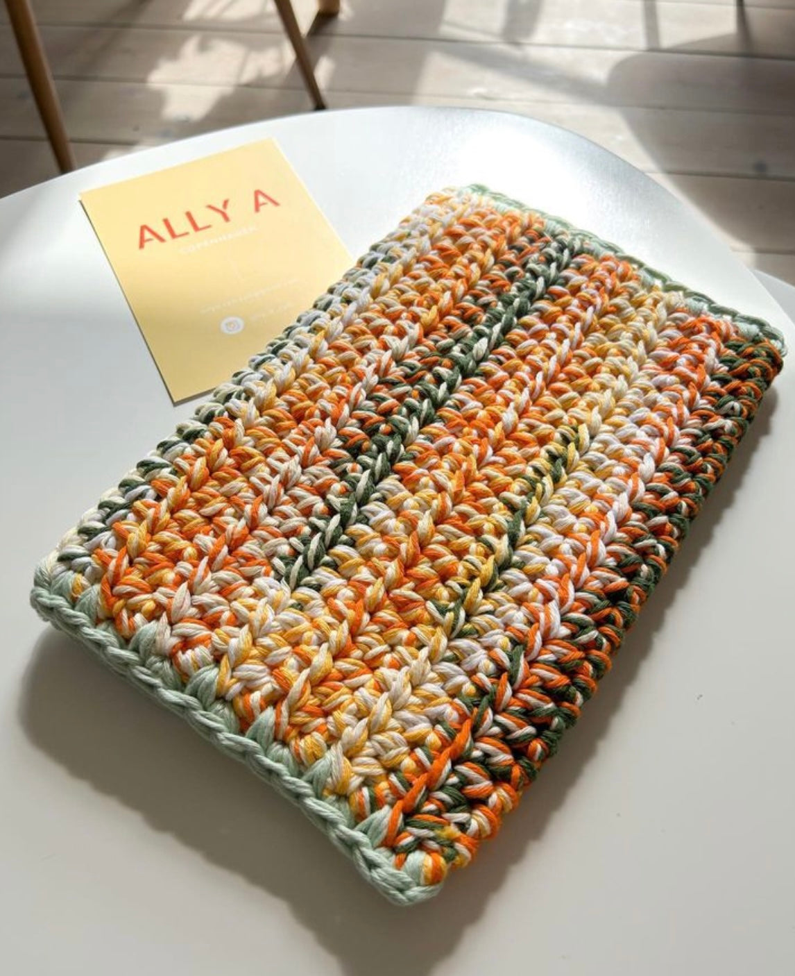 Crochet Clutch, Orange/Green