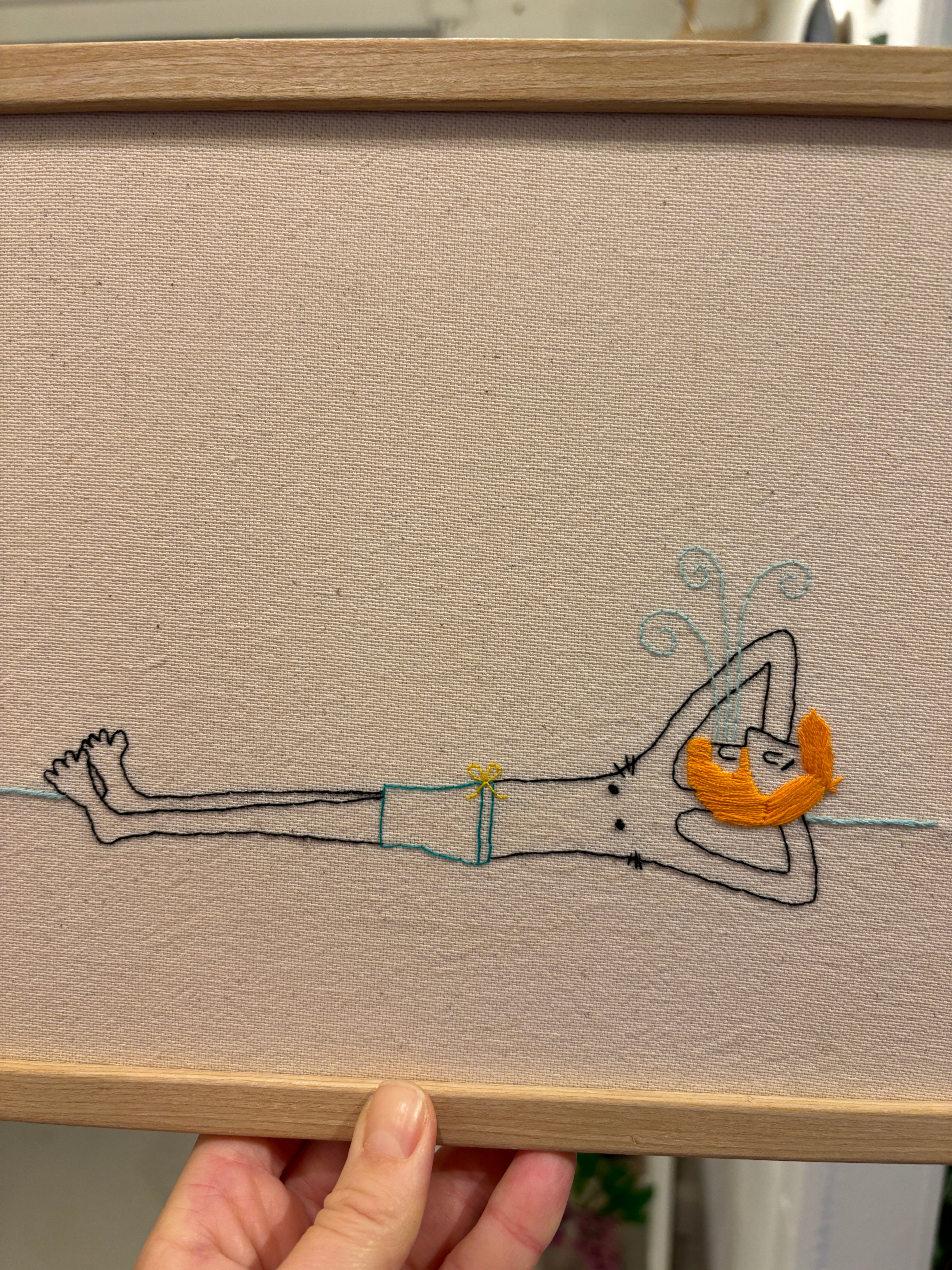 A4 framed Embroidery - flyder