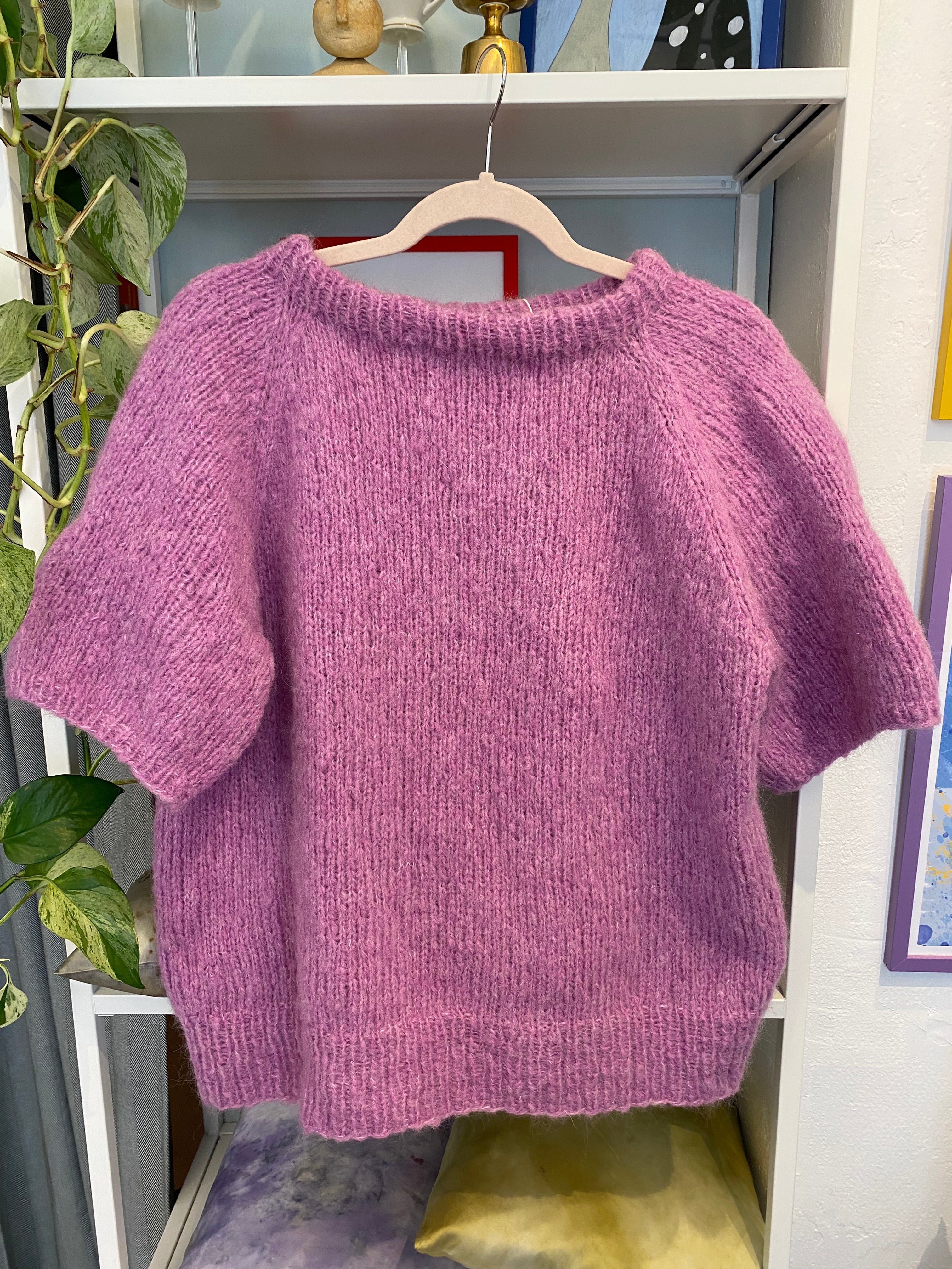 Kortærmet strik, lyserød