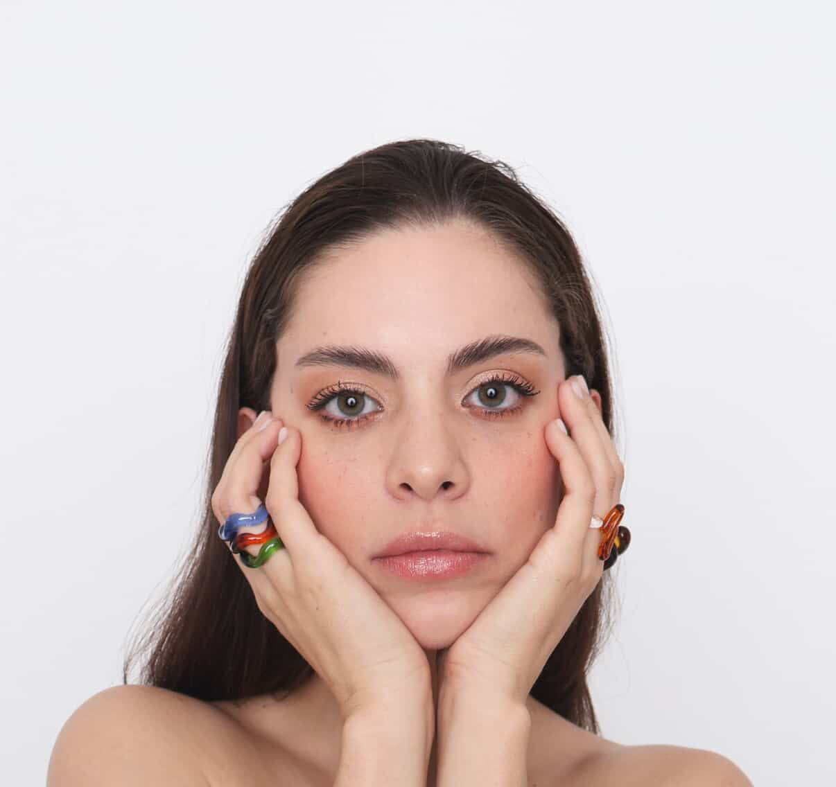 Glas ring - Wave - Rav/brun