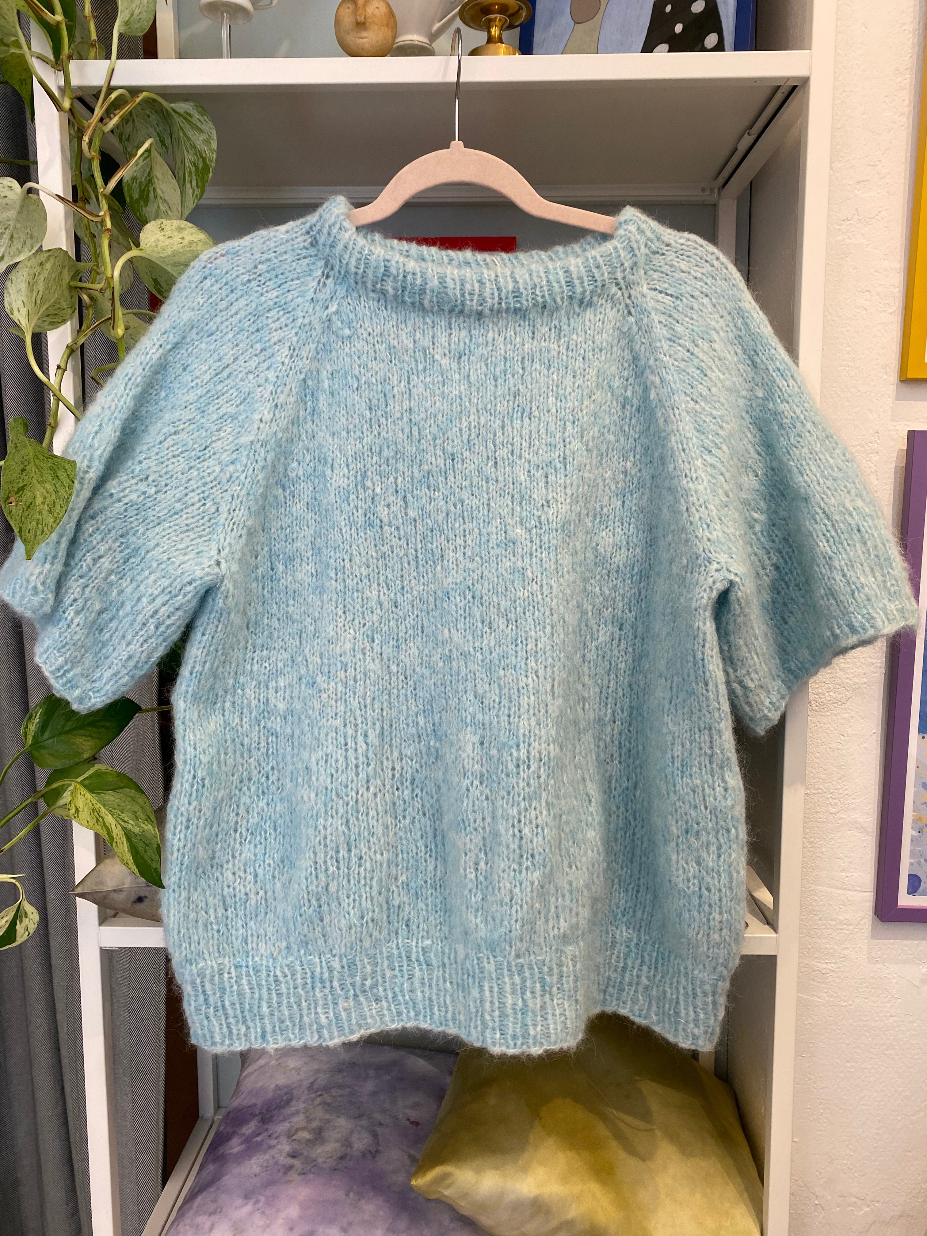 Kortærmet strik, lyseblå