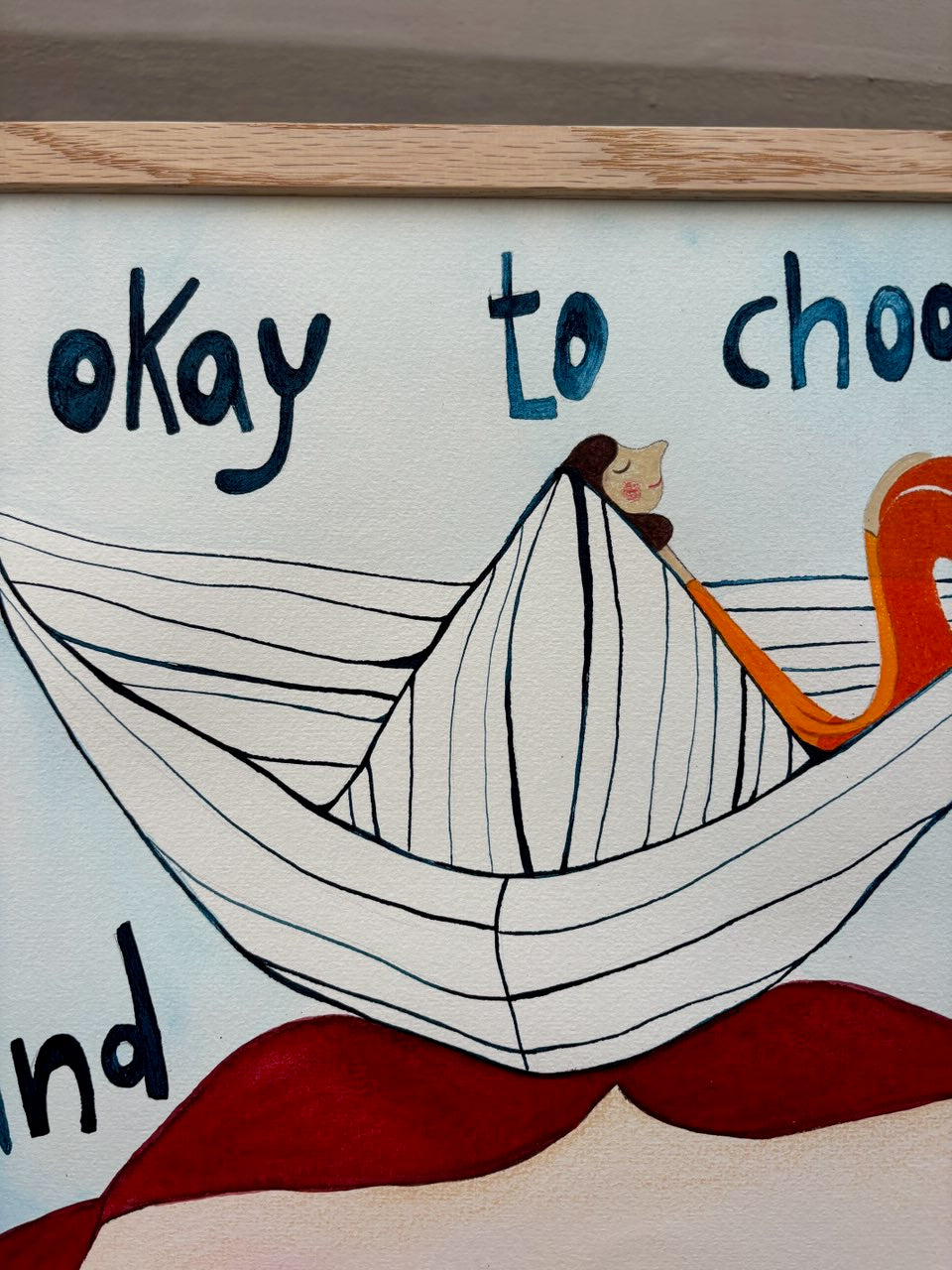 "It's okay to choose slow" / Original A3 illustration (framed)