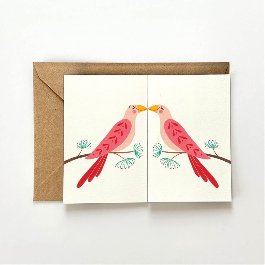 Kunstnerkort A6, Fugle harmonikakort