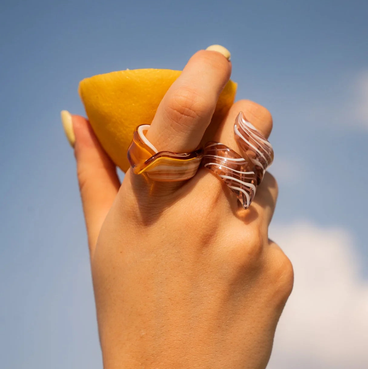 Glas ring - Flat - striped