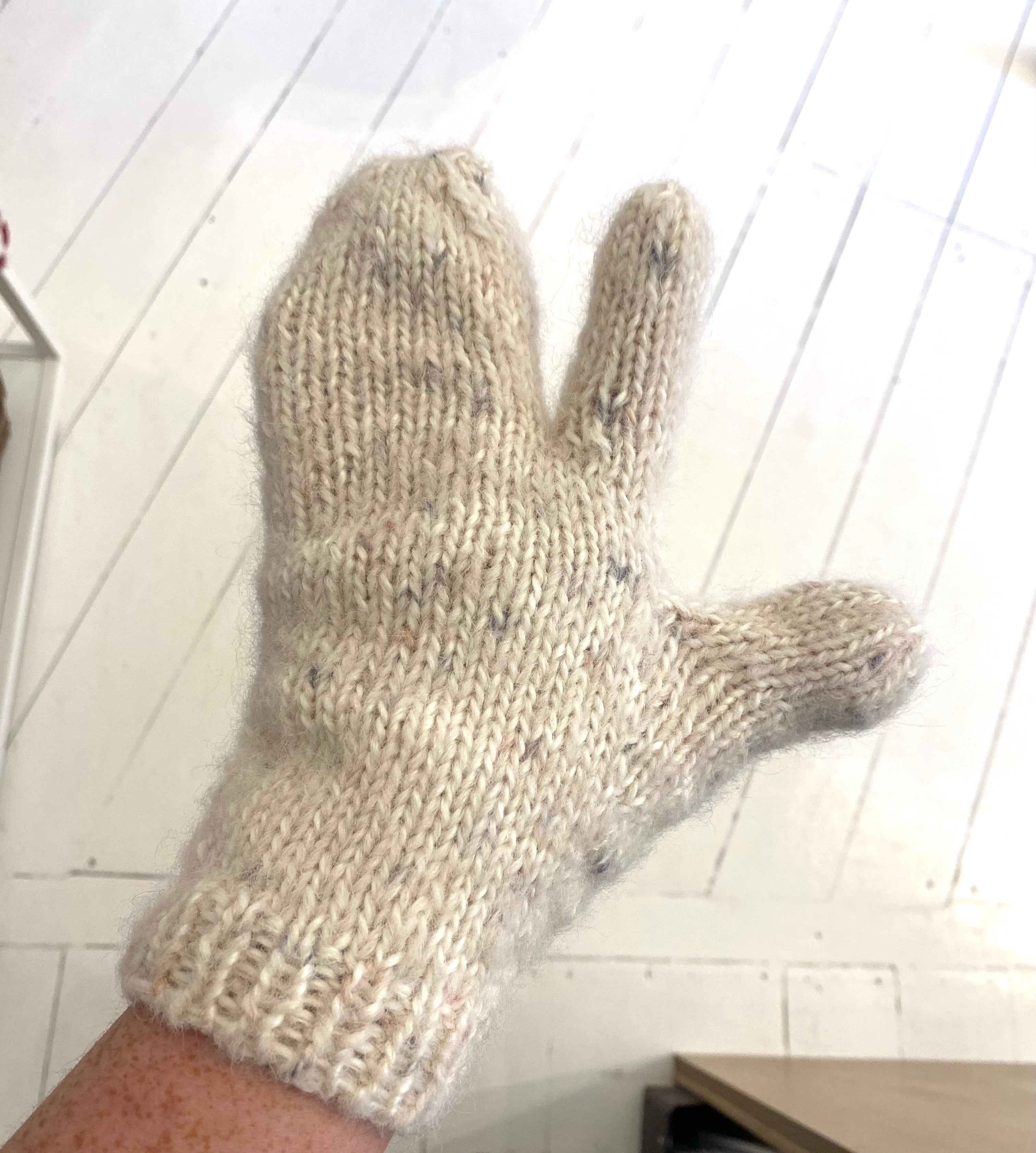 Tabi mittens hvid tweed