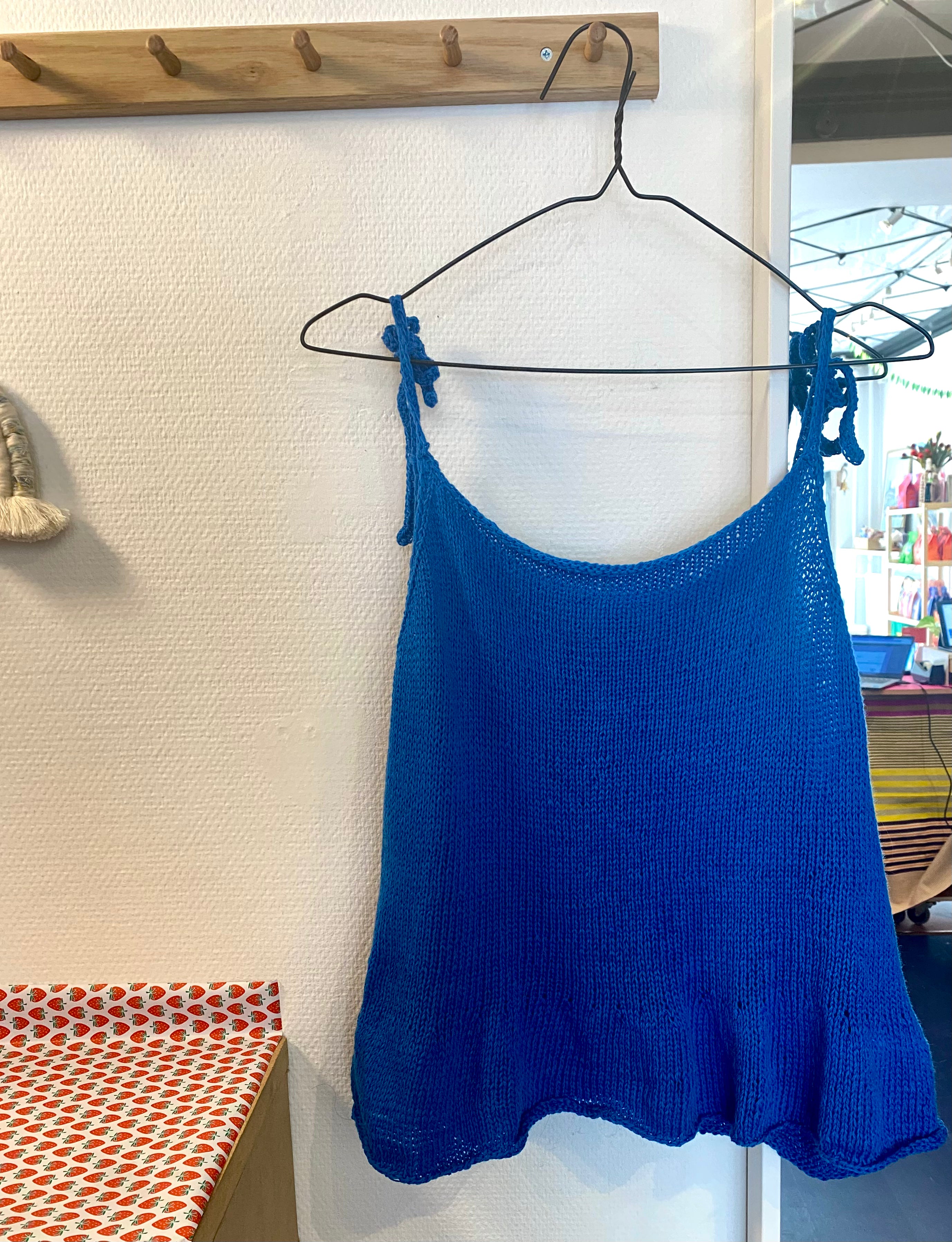 Handknit blue top