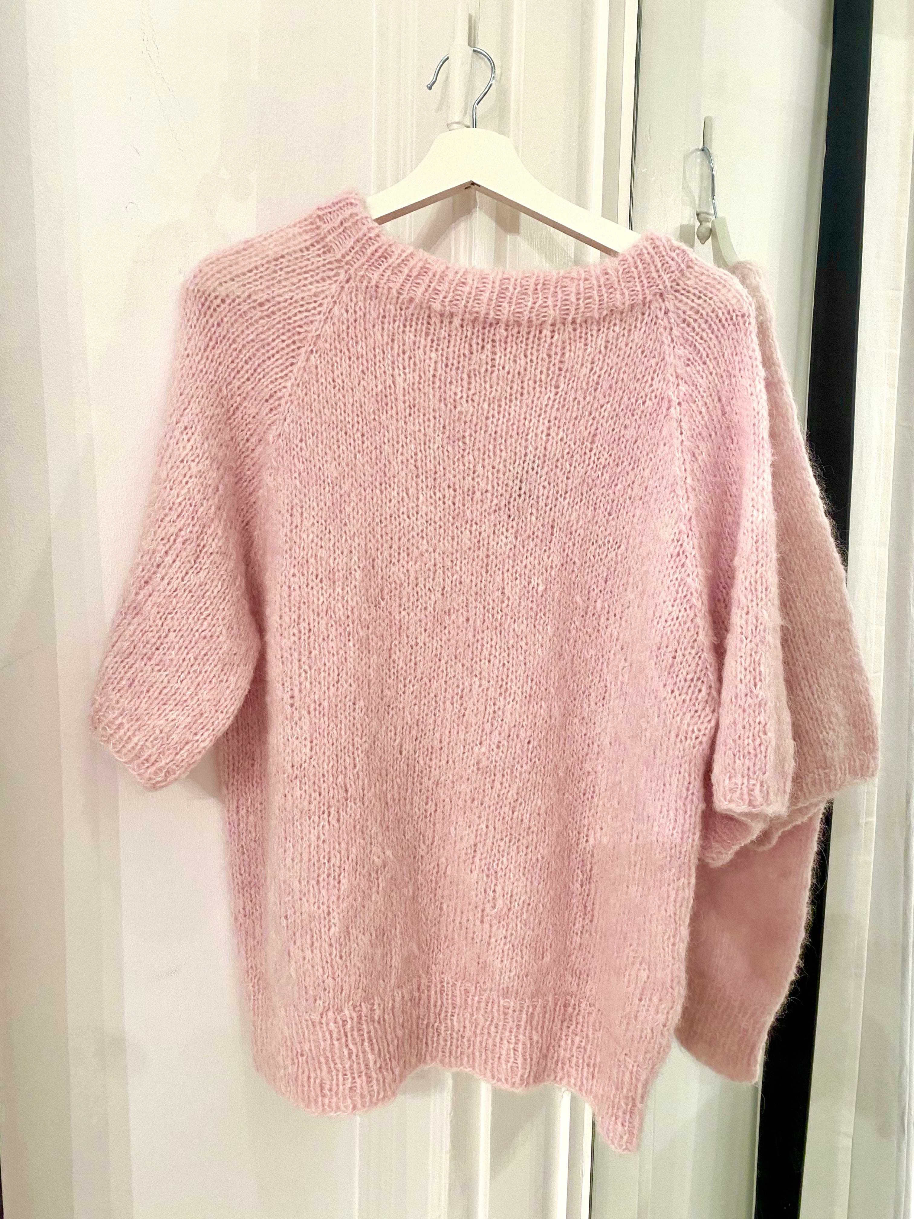 Kortærmet strik, lyserød