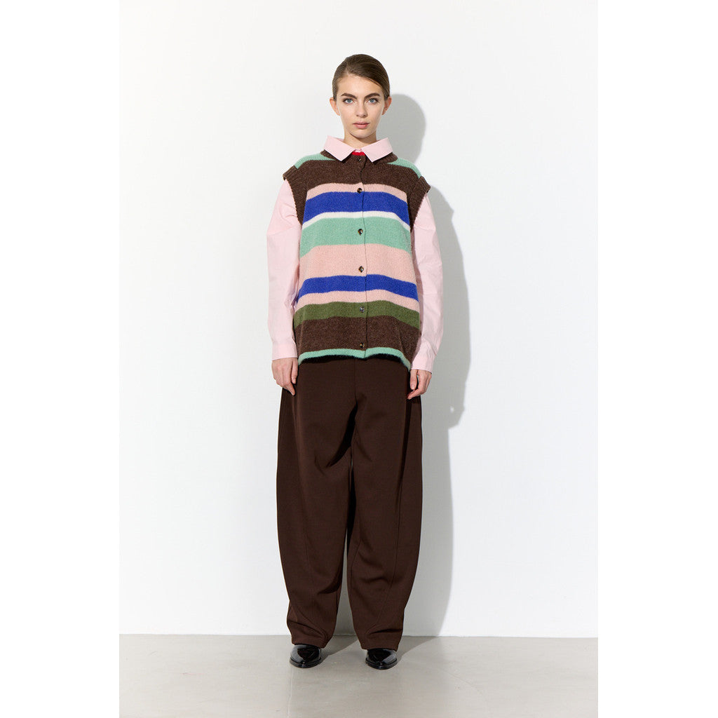 Tallulah Knit Vest - Brown Stripes