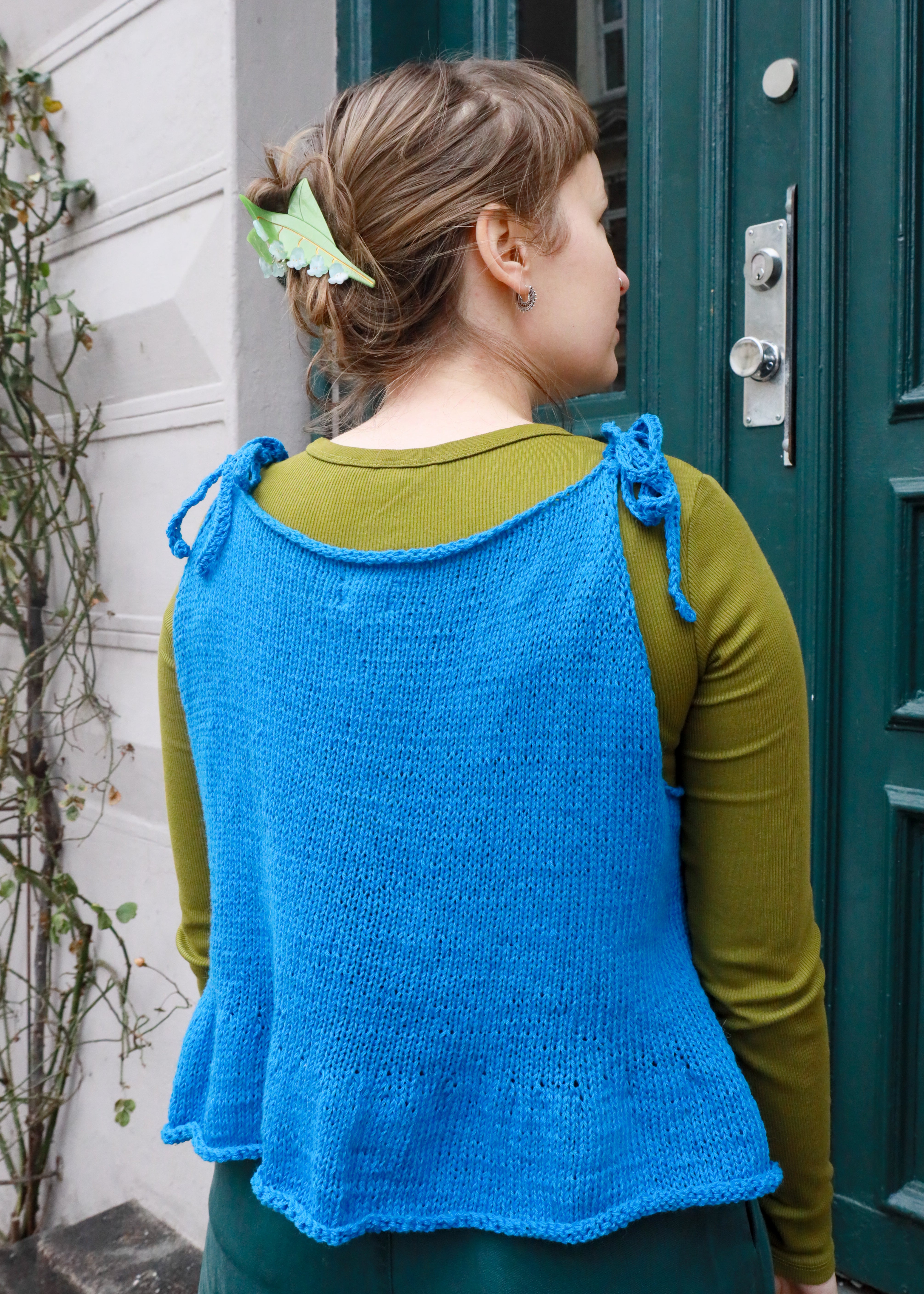 Handknit blue top