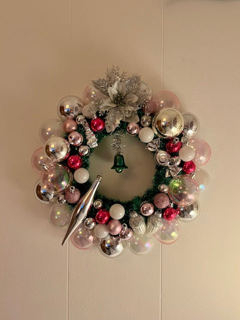 Julekrans (lyserød og sølv)