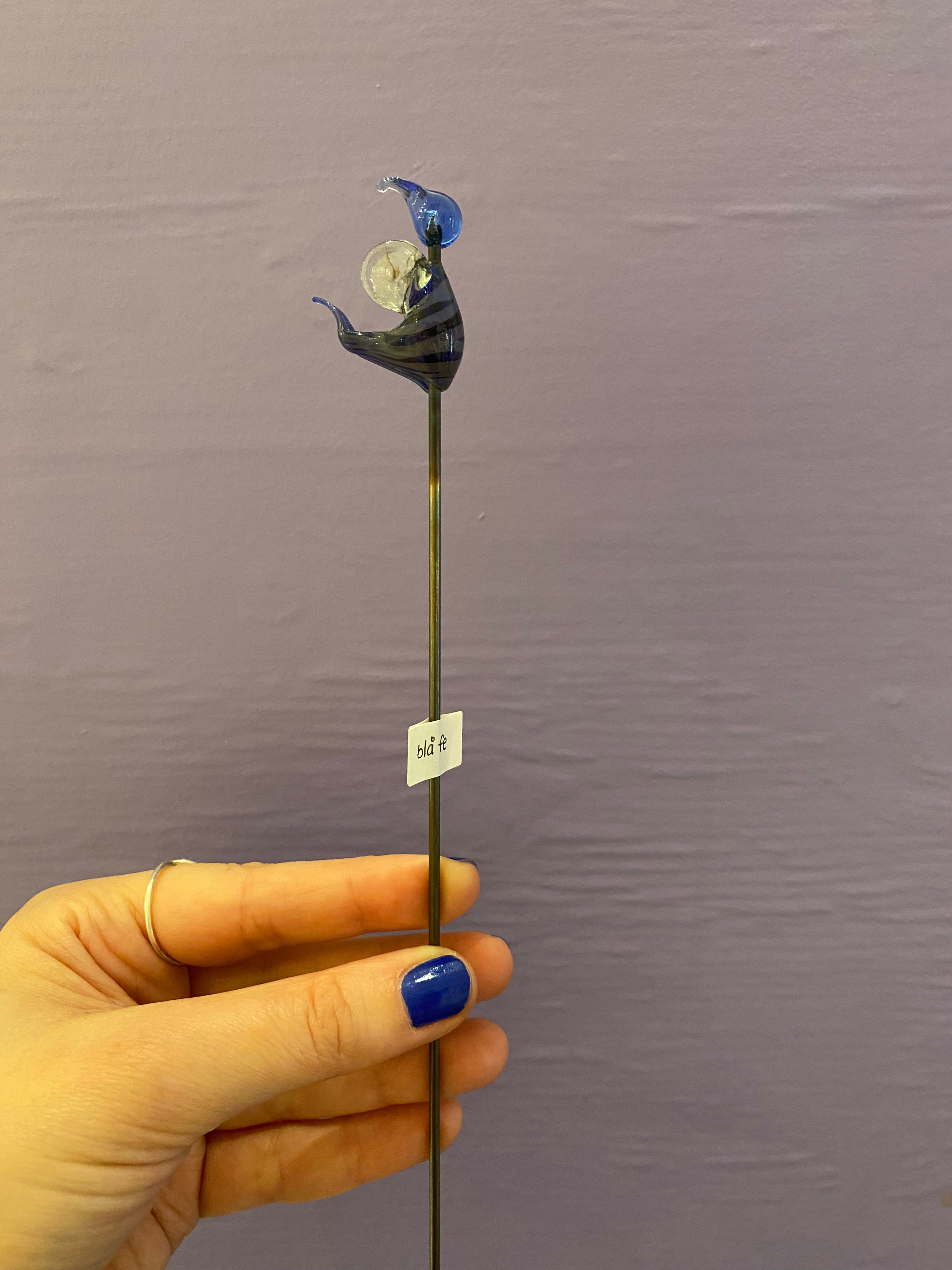 Blå fe - Glas pindefigur
