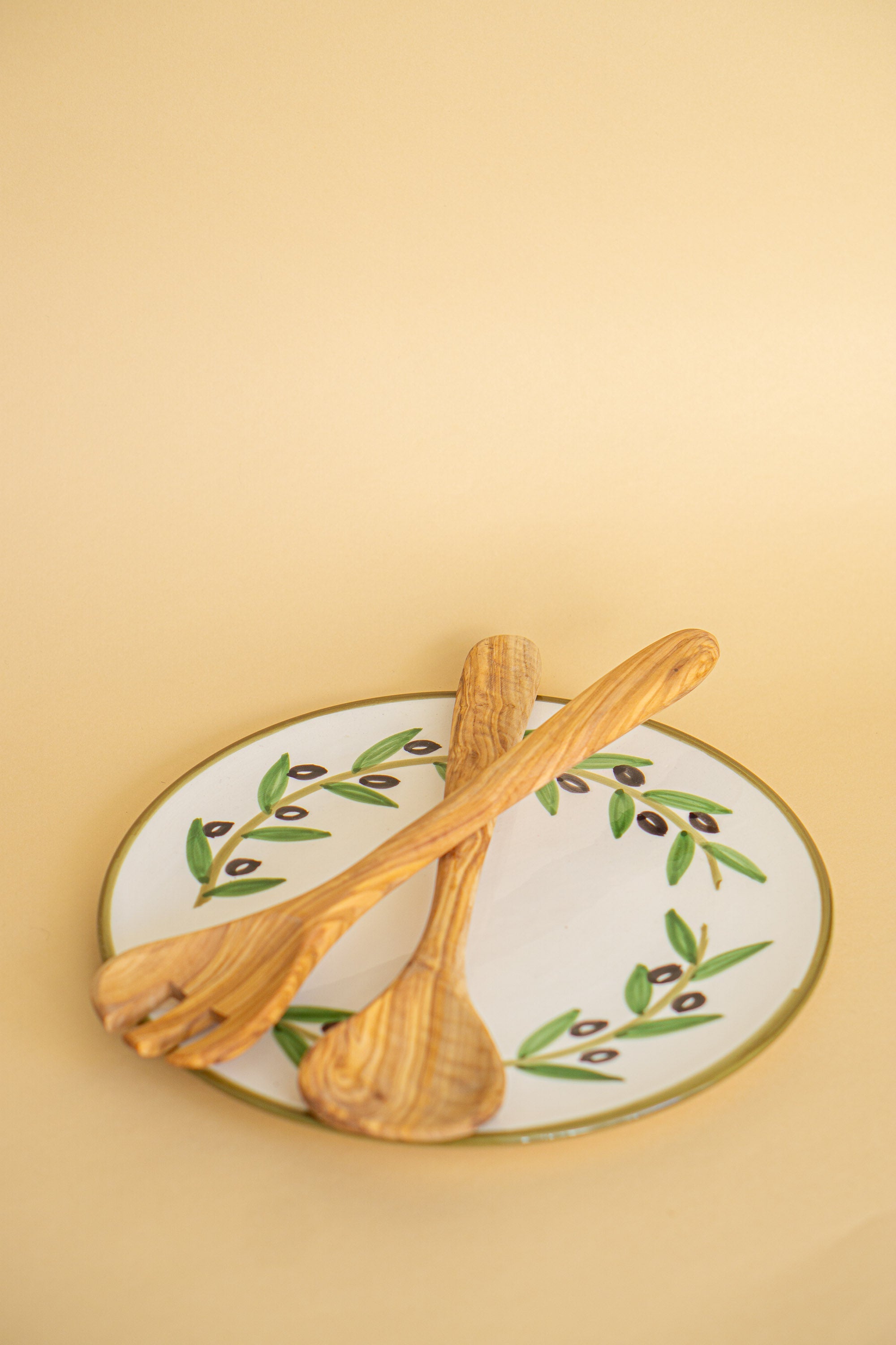 Salatbestik i oliventræ (2 stk)