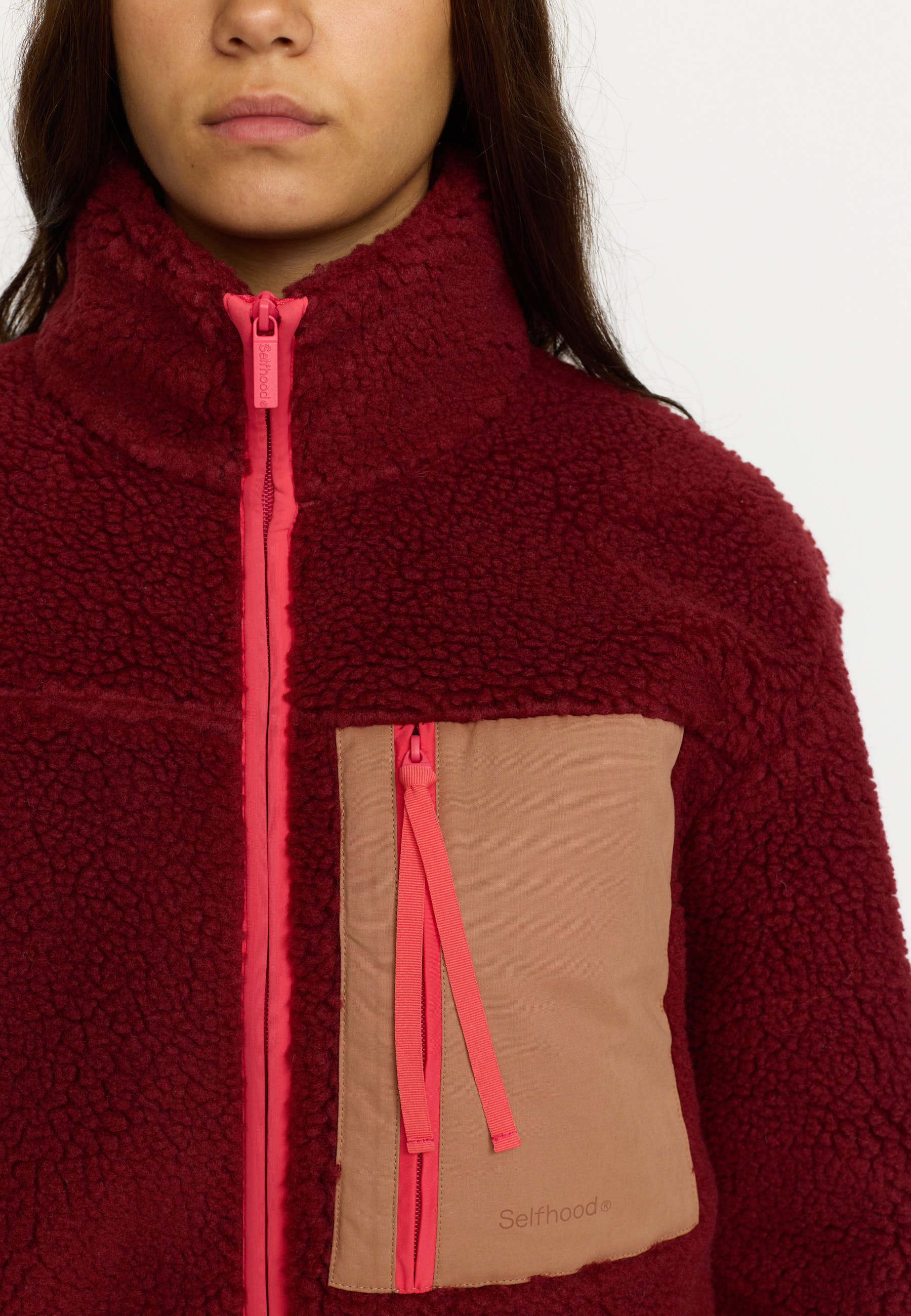 Pocket teddy jacket - Burgundy