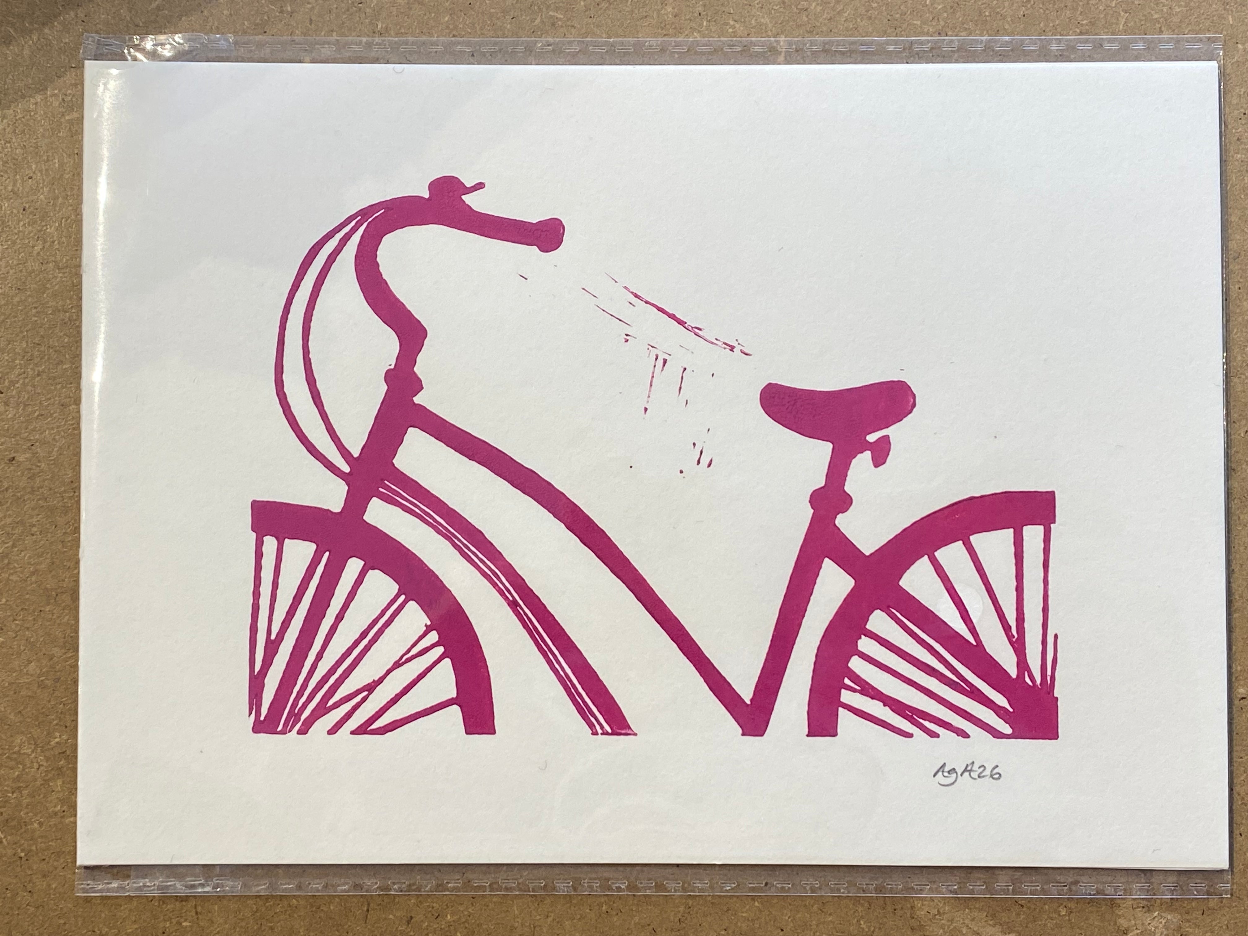 Cykel print, berry A5