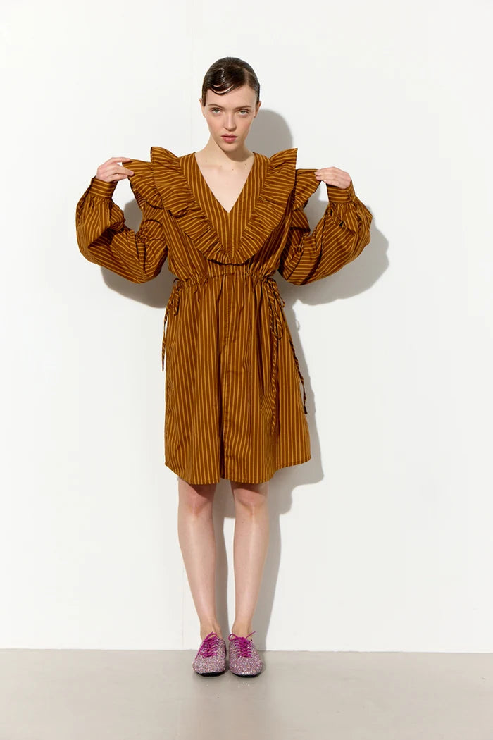 Lucinda Dress - Caramel striped
