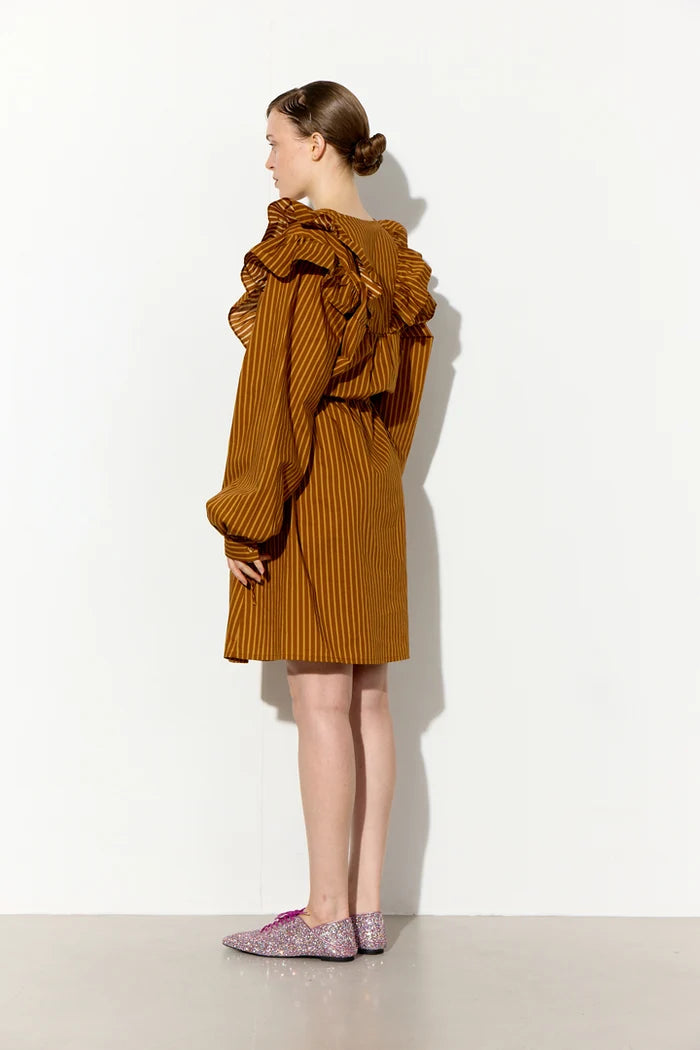 Lucinda Dress - Caramel striped