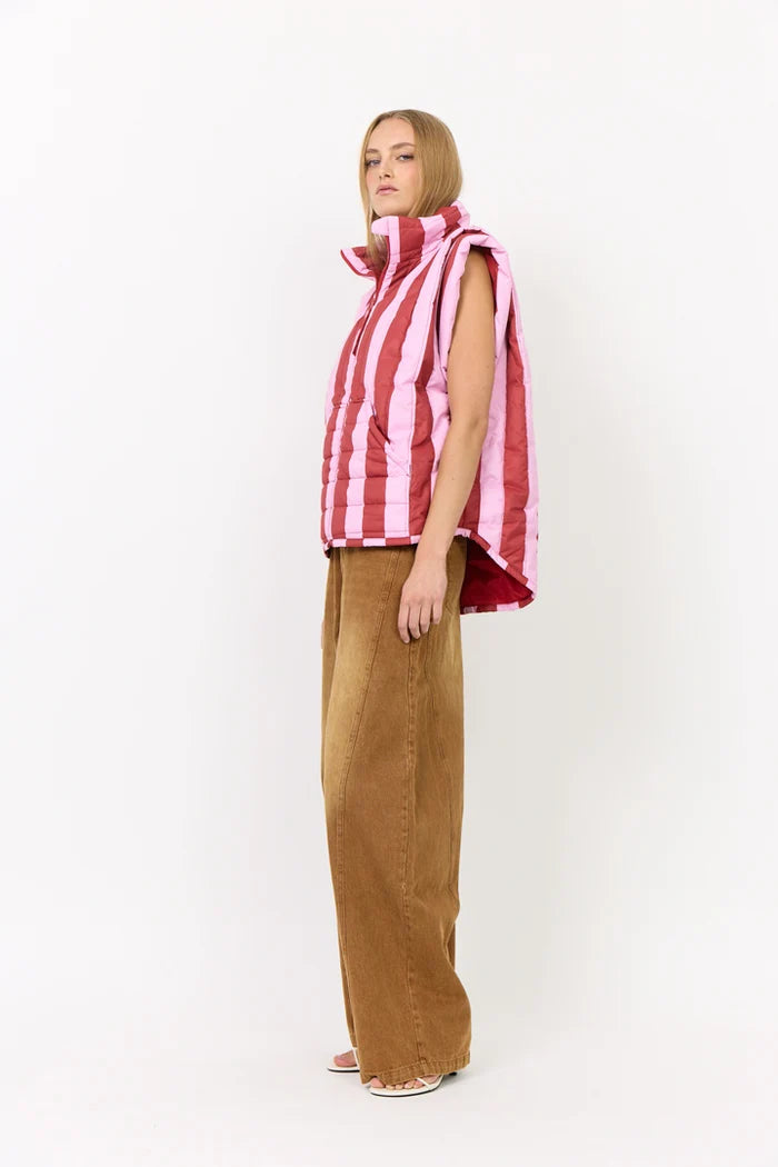 Merle Vest - Red Stripes