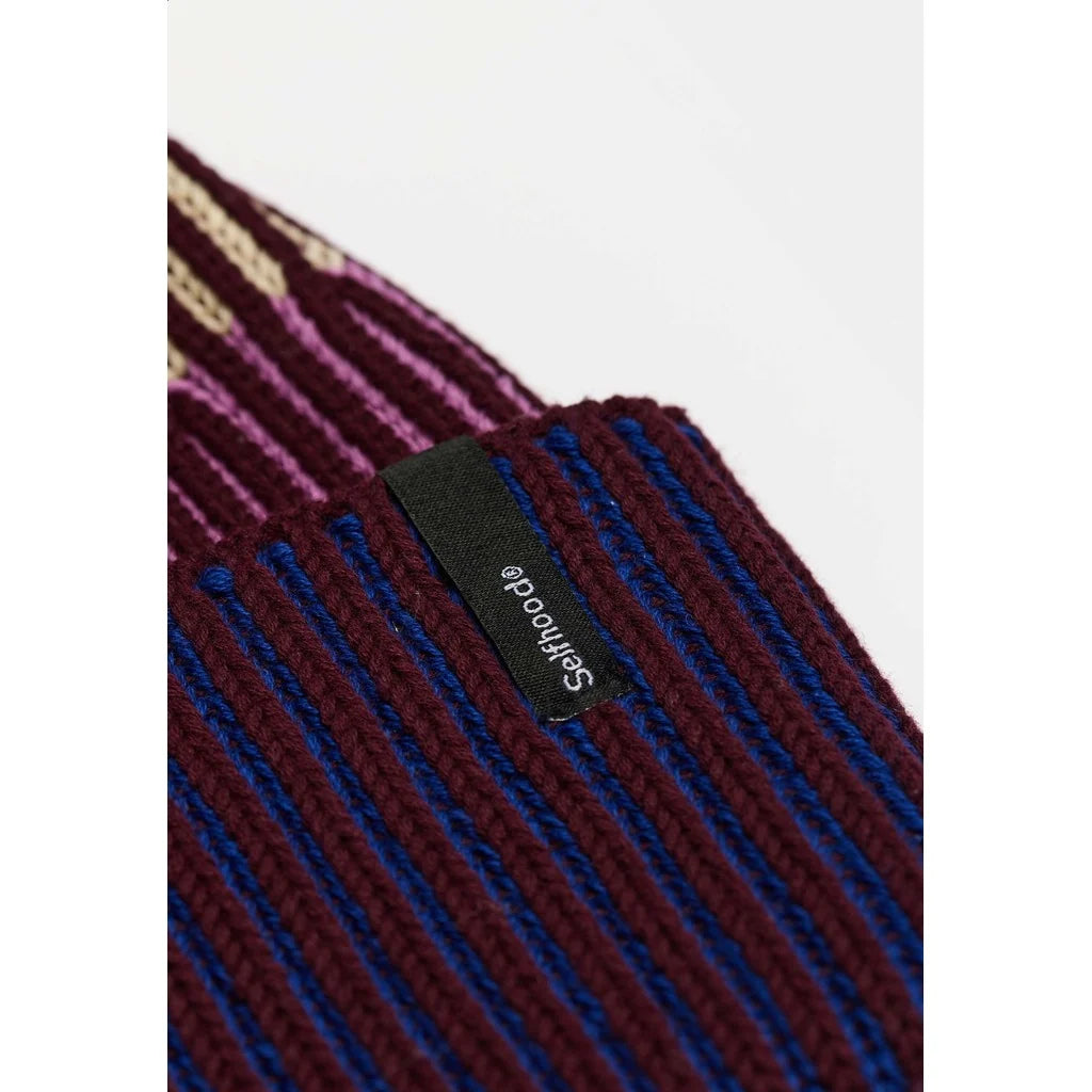 Rib Block Beanie, Burgundy