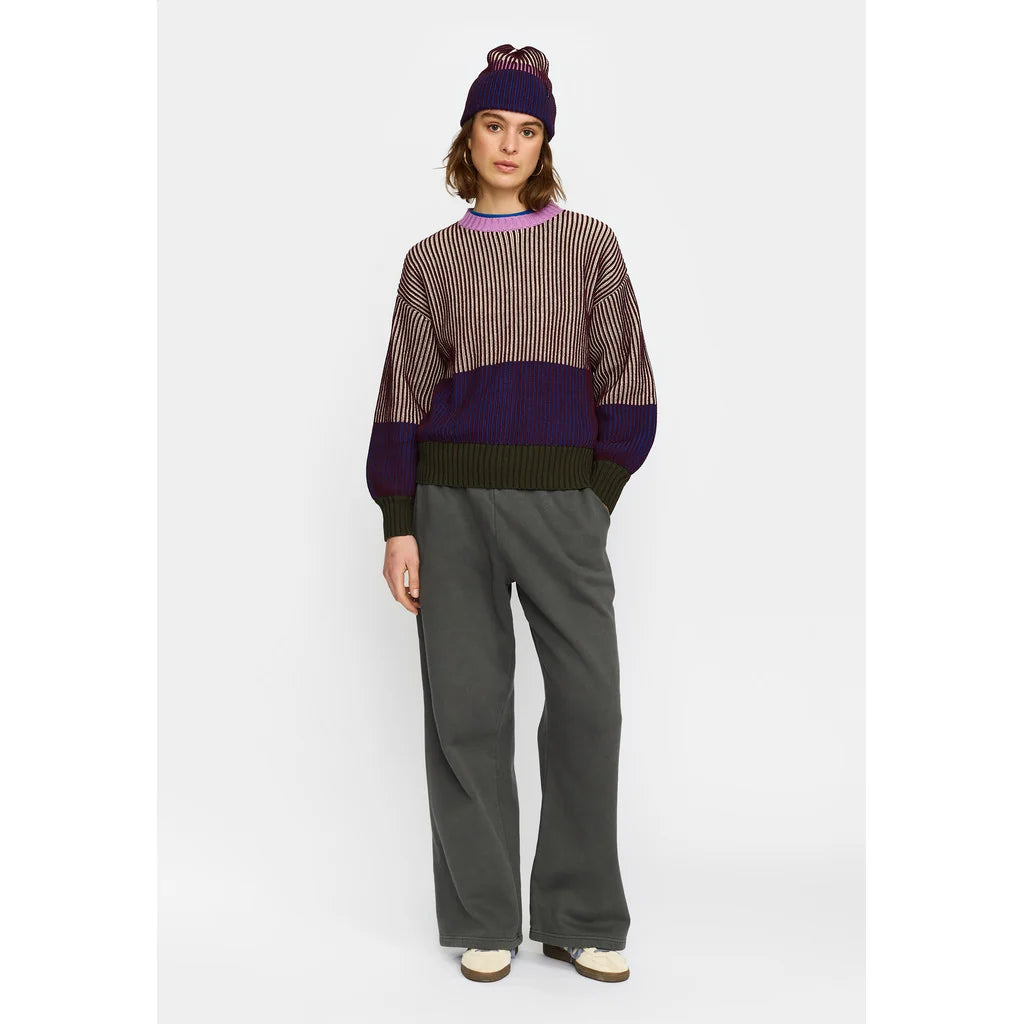Rib Block Knit, Burgundy