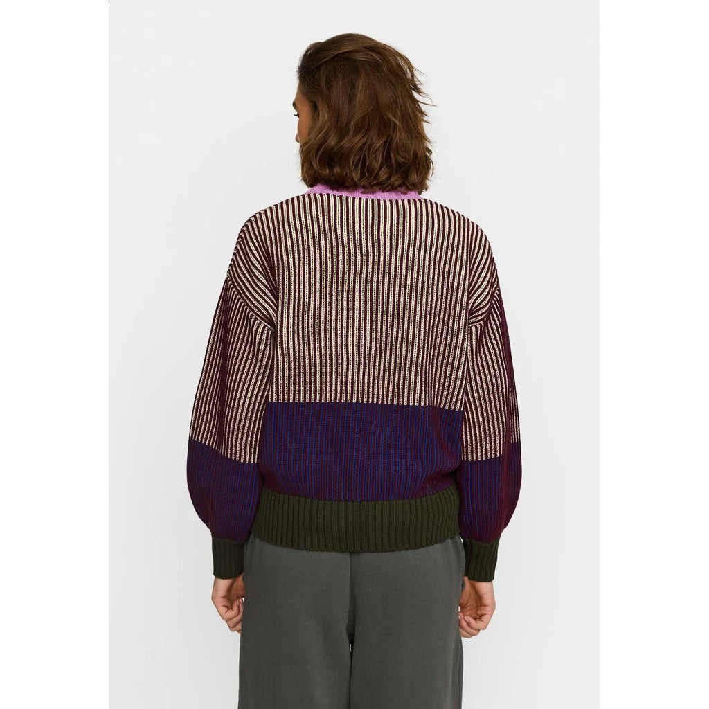 Rib Block Knit, Burgundy