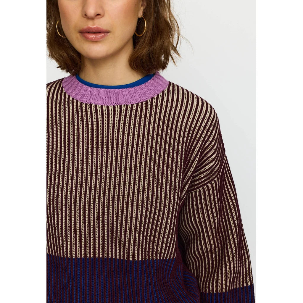 Rib Block Knit, Burgundy