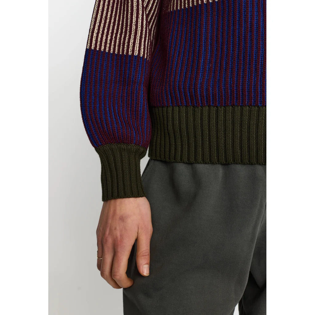 Rib Block Knit, Burgundy