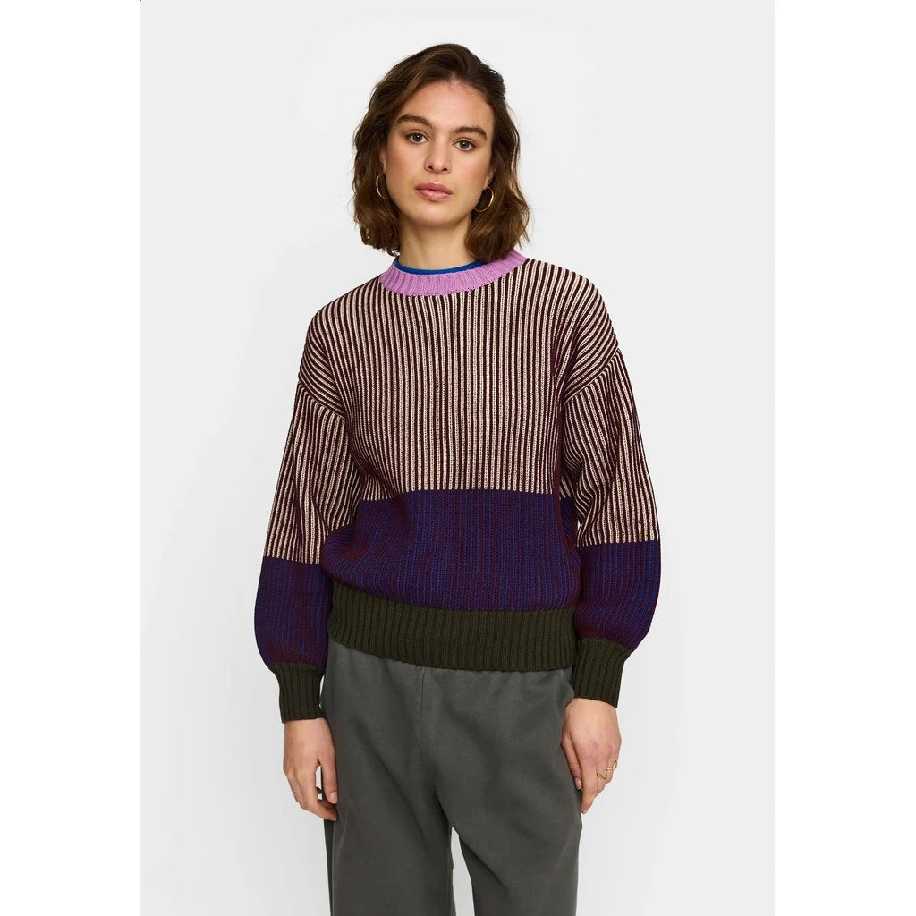Rib Block Knit, Burgundy