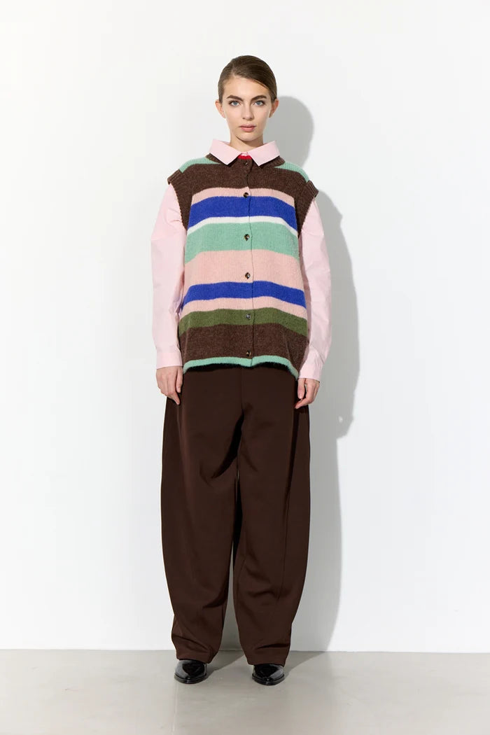 Tallulah Knit Vest - Brown Stripes