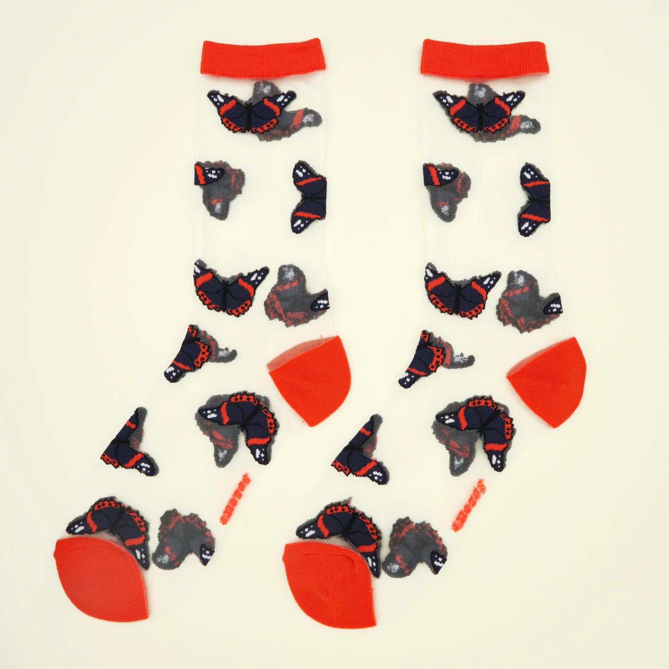 Sort sommerfugl socks, sheer