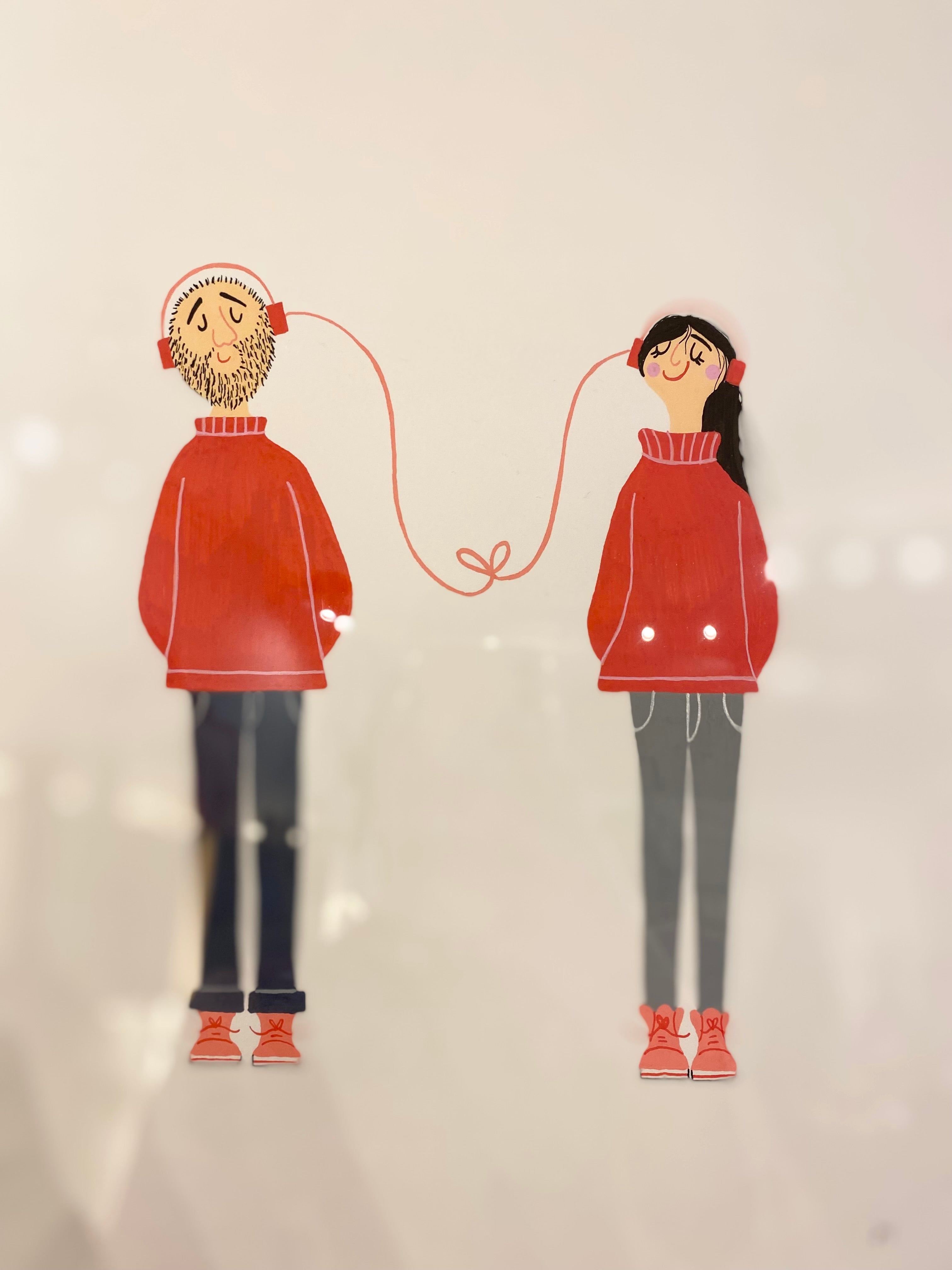 Hjertelyd pink - A3 Original i ramme