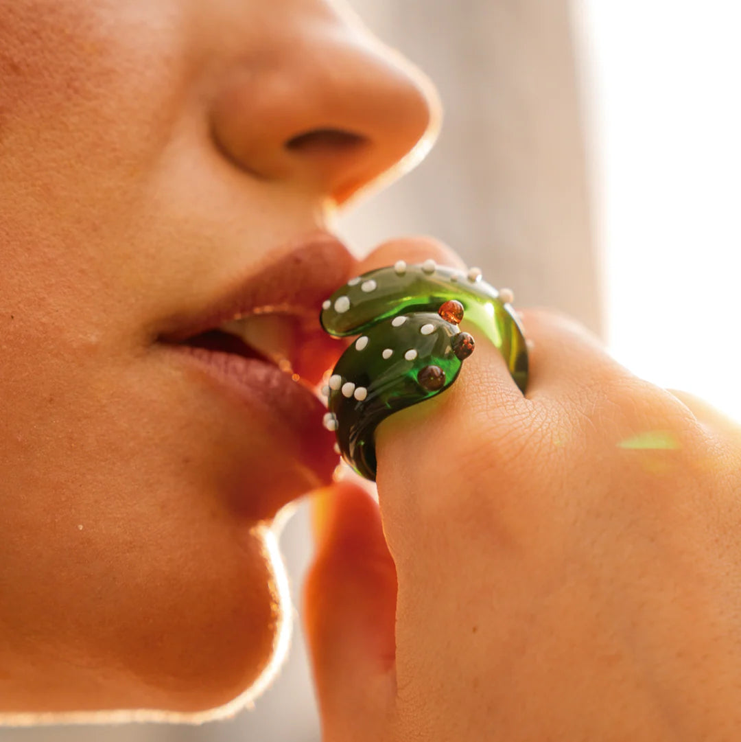 Glas ring - cactus