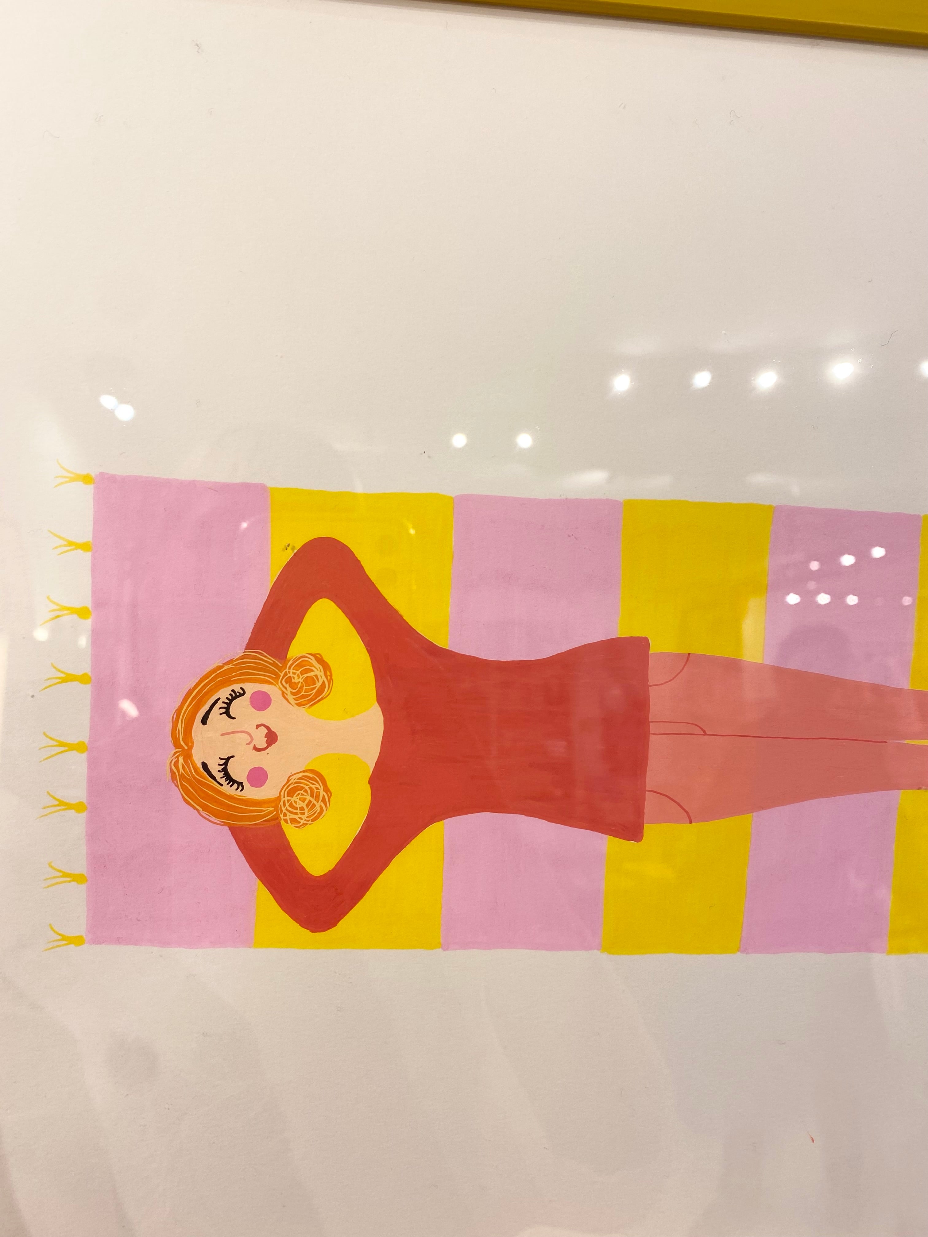 Stribet afslapning - A3 Original i ramme