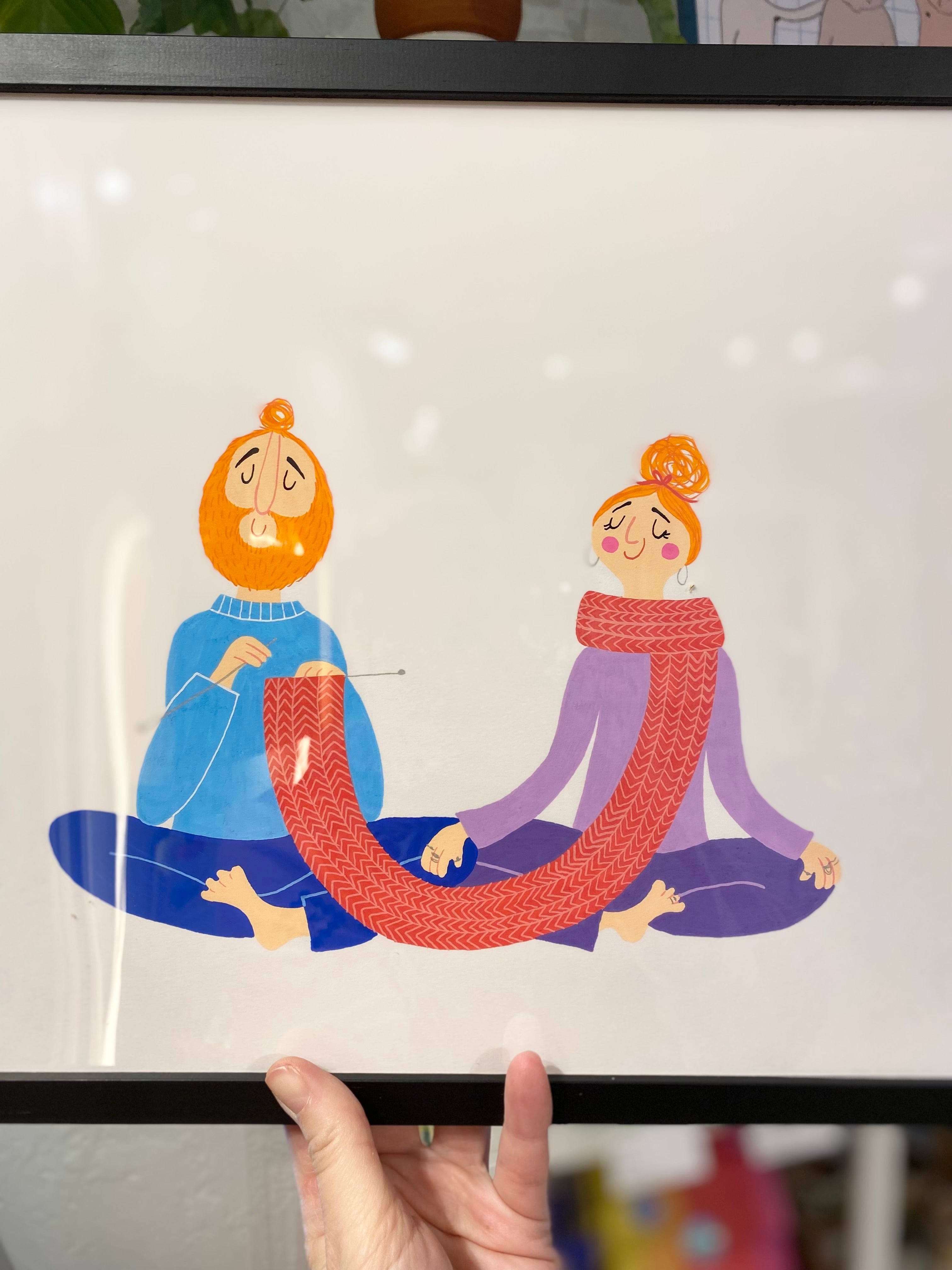 Hjertestrik - A3 Original i ramme