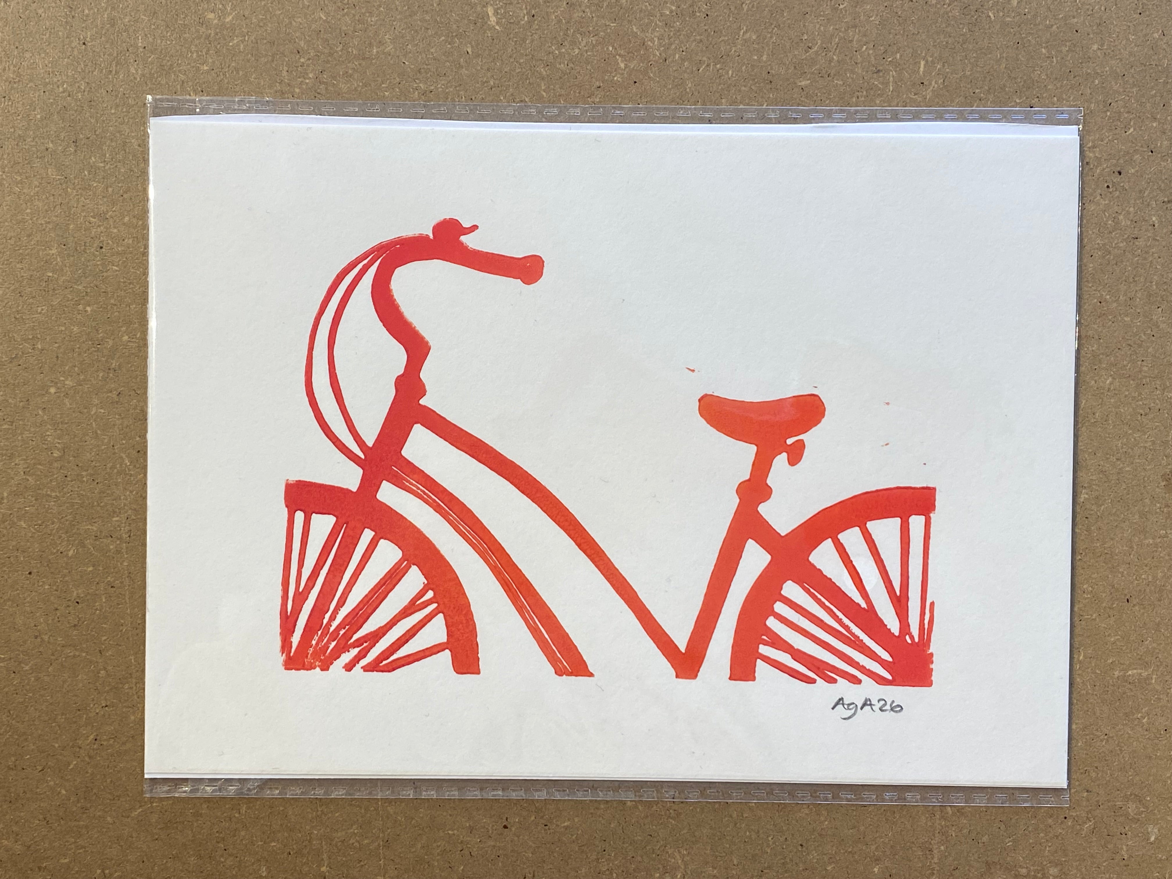 Cykel print, rød A5