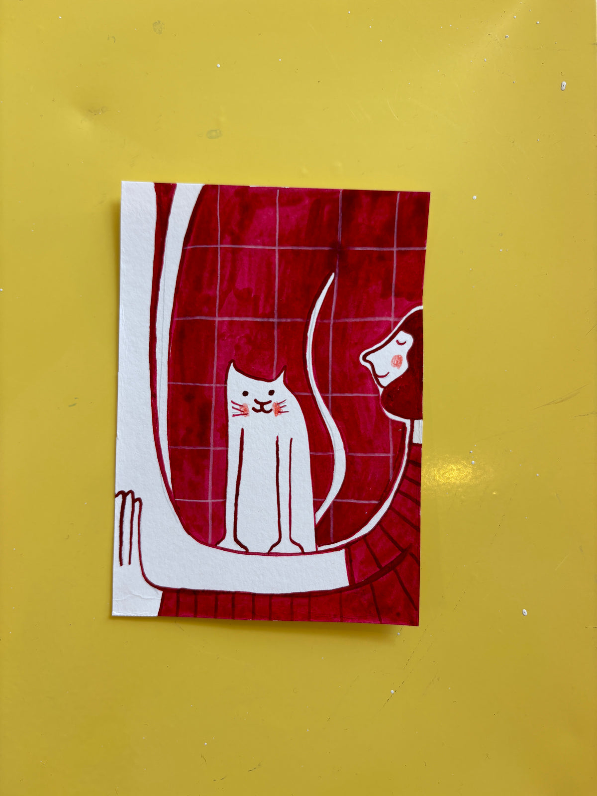 My cat and I - Original tegning A6
