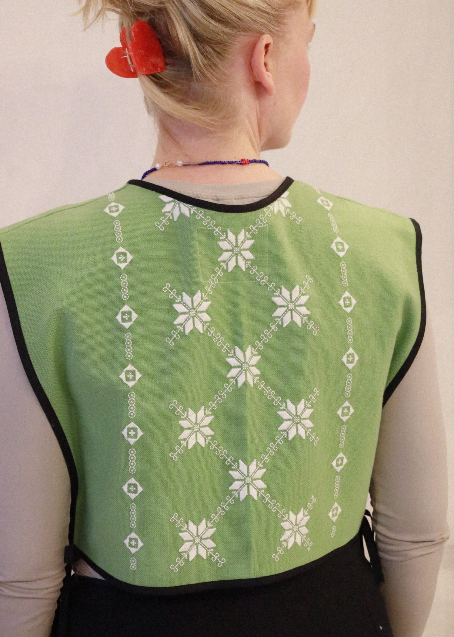 Åben pullover vest, grøn