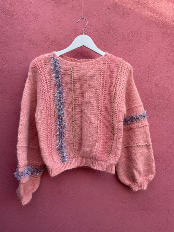 Kontrær-sweater, Lyserød XS-S