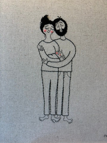 A3 framed Embroidery - Babyfamilie