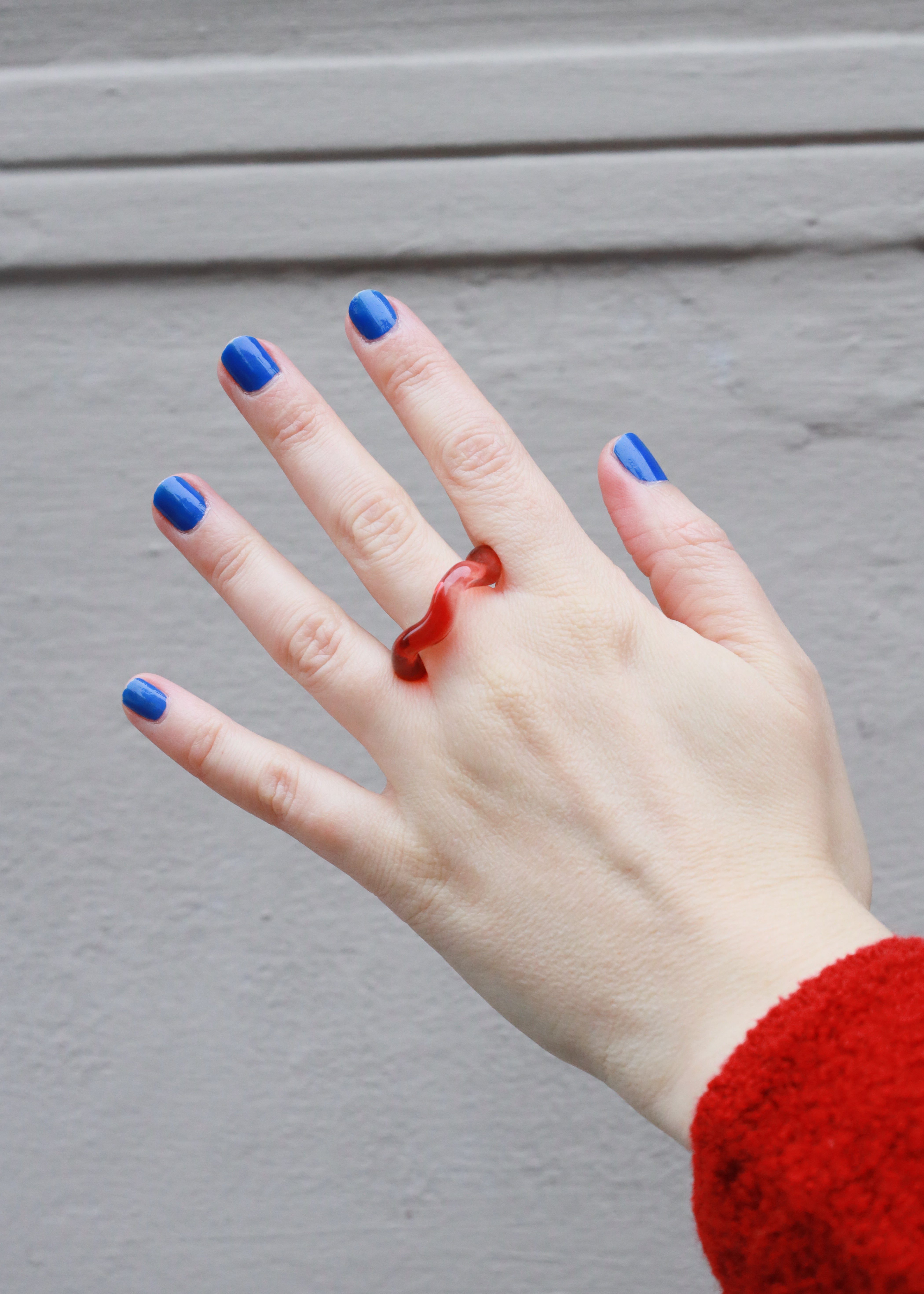 Glas ring - Wave - Rød