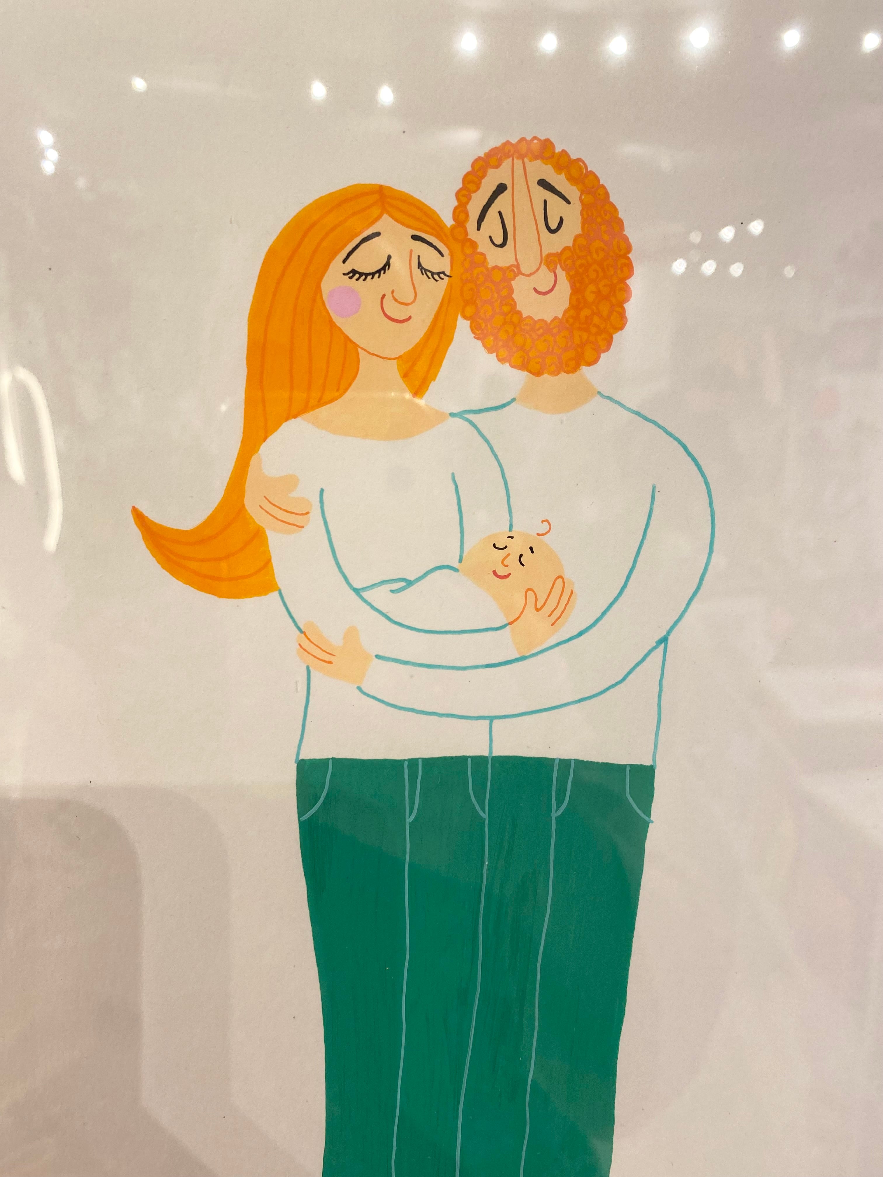 Babyfamilie - A4 Original i ramme