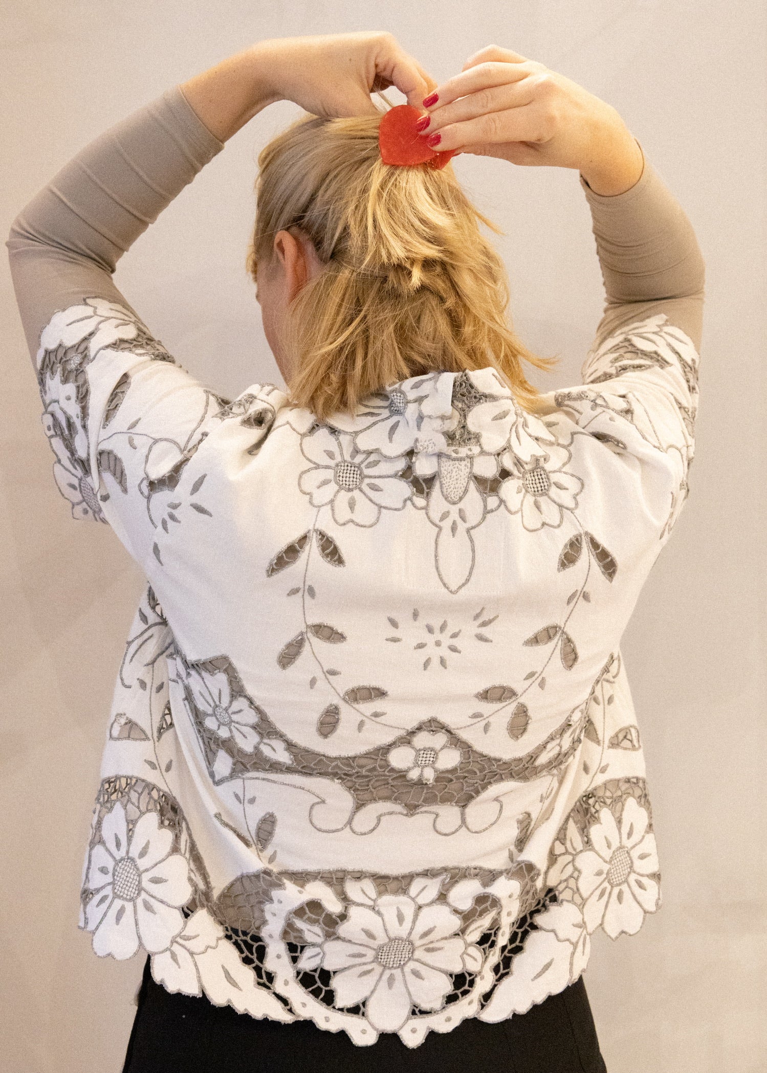 Hvid/Grå kortærmet