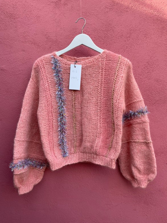 Kontrær-sweater, Lyserød XS-S