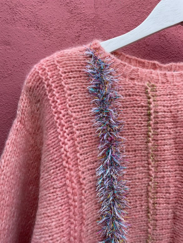 Kontrær-sweater, Lyserød XS-S